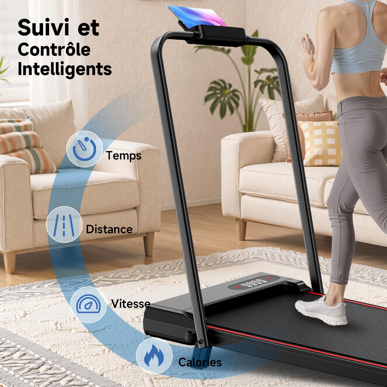 Tapis de Course Pliable avec Pente Réglable 7% – Tapis Roulant Électrique Silencieux 8 km/h, Moteur 2,5HP, Surface Large 40cm, Charge 130kg