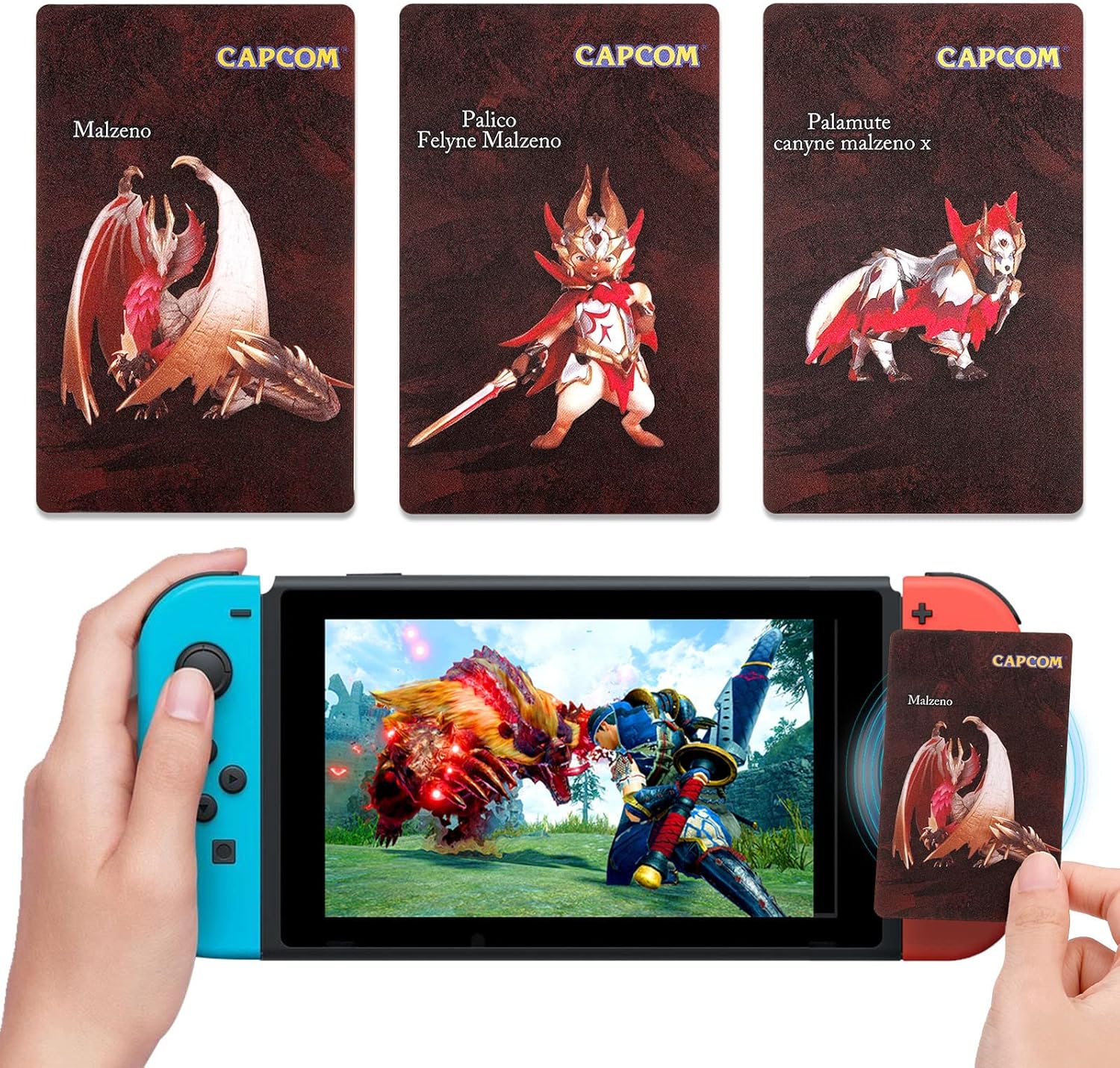 konomie 3 PCS NFC Cards Compatible/Replacement Monster Hunter Rise:Sunbreak,for Switch/Switch Lite Wii U New 3DS with Case [Newest Version] (Animation Style Version, 3PCS Mini Size) : Video Games