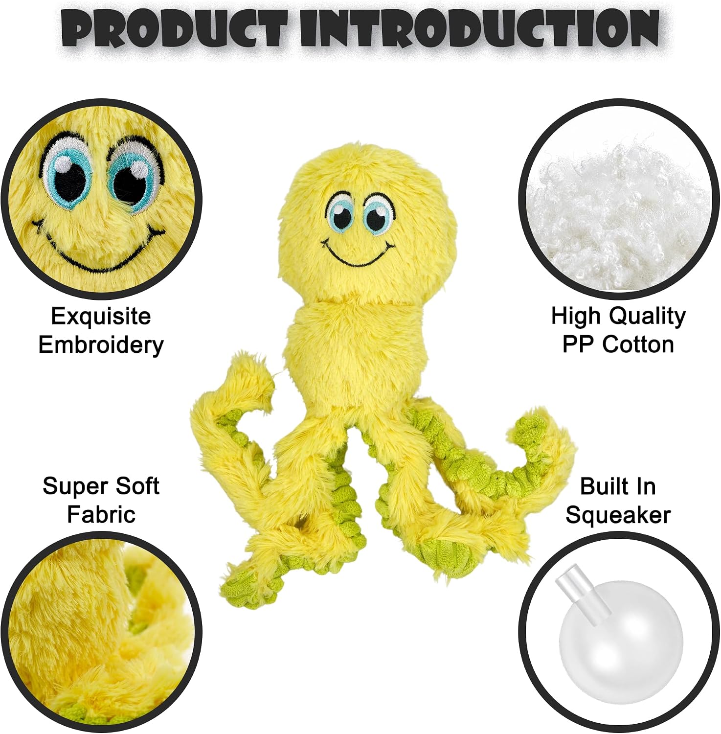 3 Pack Squeaky Plush Dog Toys, Octopus Dog Chew Toys to Keep Them Busy image 3