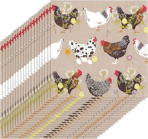 Boston International Ideal Home Range - Servilletas de cóctel de papel de lino para gallinas, 20 unidades, 5 x 5