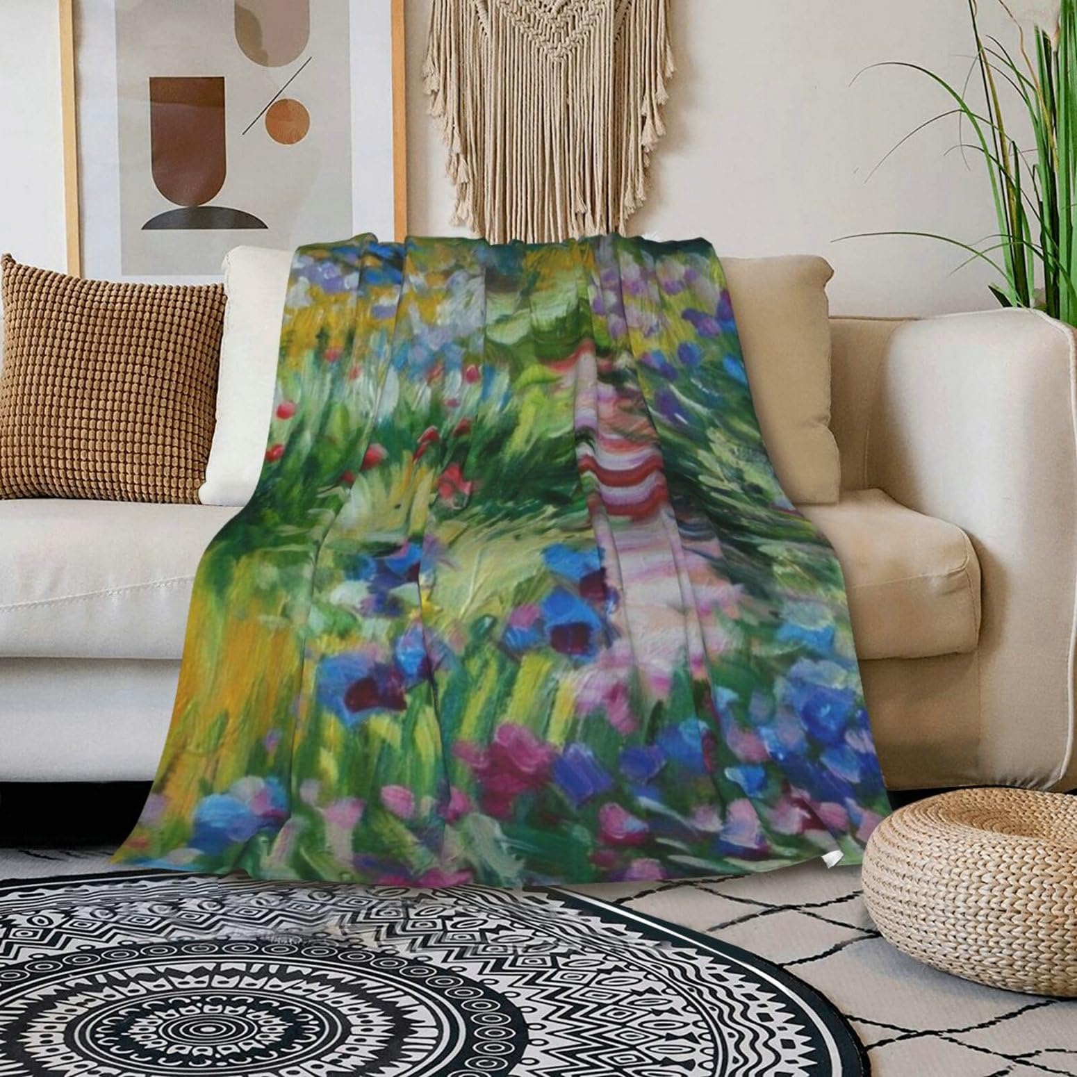HGOD DESIGNS Monet Painting Flannel Fleece Bed Blanket Throw Blanket Lightweight Cozy Plush Blanket for Bedroom Living Rooms Sofa Couch 100x130cm - Image 3