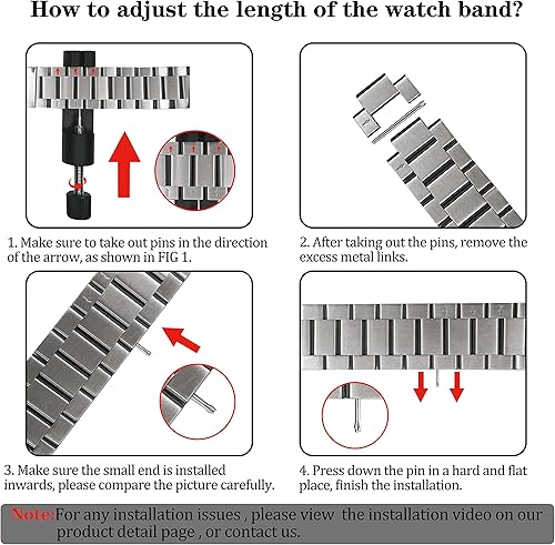 Miniatura 3 de ZPJPPLX 141618202224mm Metal Watch Band, Stainless Steel Quick Release Strap for Men Women