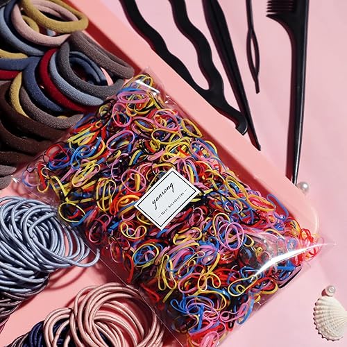 Miniatura 6 de YANRONG Juego de 1159 piezas de accesorios para el cabello para mujer, sin costuras, variedad de coleteros para el cabello, bandas elásticas para el