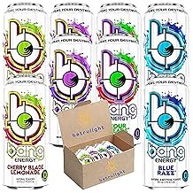 Bang Energy Drinks | Variety Pack of Cherry Blade Lemonade | Purple Haze | Sour Heads | Blue Razz is Zero Calories | Sugar Free & Keto Energy Drinks | 16 Fl Oz Cans Pack of 8 | Every Order is Elegantly Packaged in a BETRULIGHT Signature Branded Box!