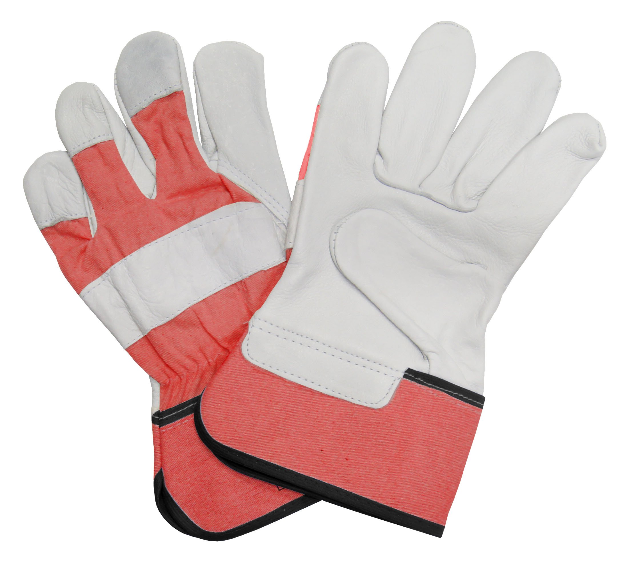 Connex Guanti Da Lavoro In Pelle Pieno Fiore - Robusti Taglia 10 - Bianco/Rosso - CE Cat II EN 388