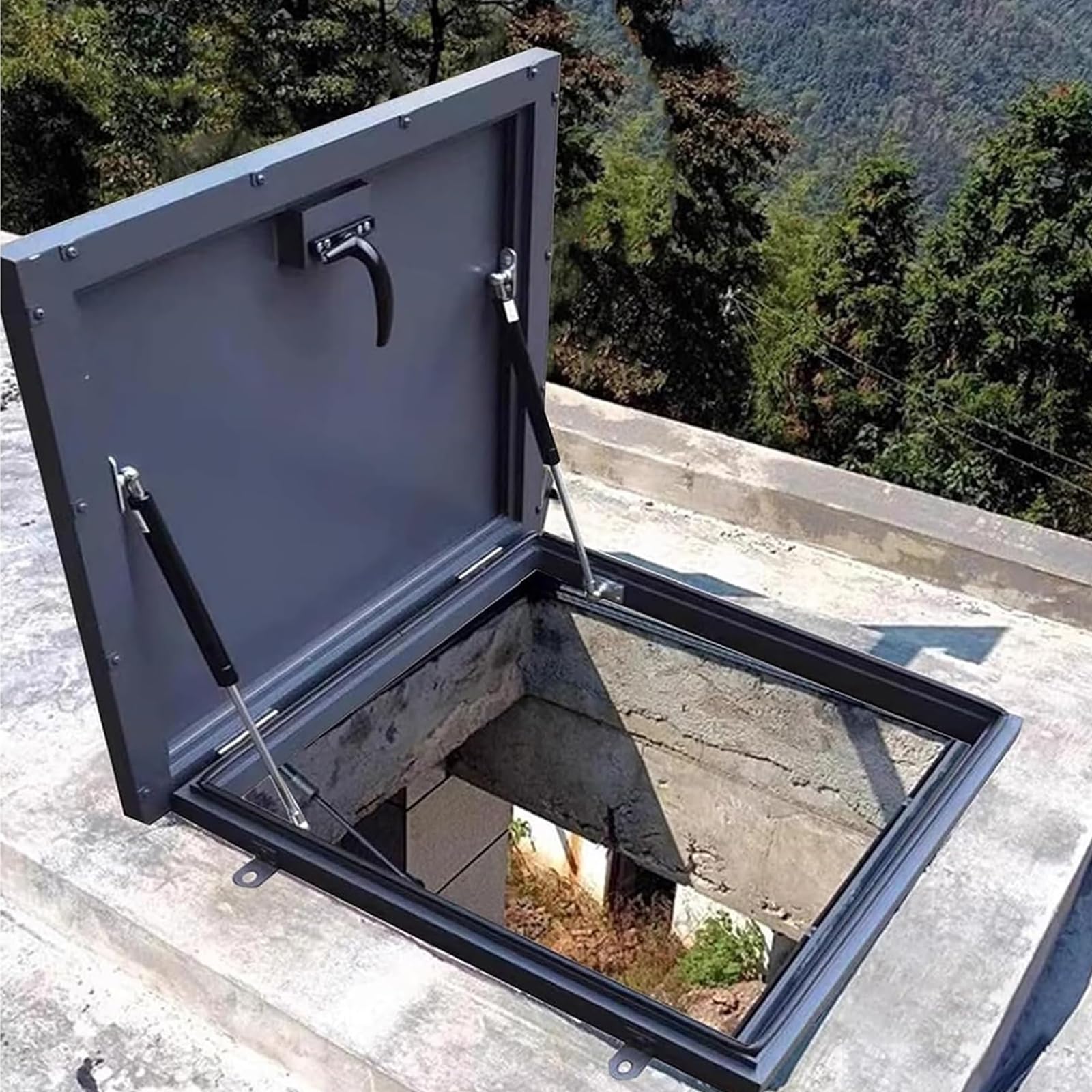 Trampilla De Acceso Al Techo Duradero VersáTil Cubierta De Claraboya De áTico De Acero Galvanizado con Recubrimiento En Polvo Trampilla De Mantenimiento De Puerta De Seguridad