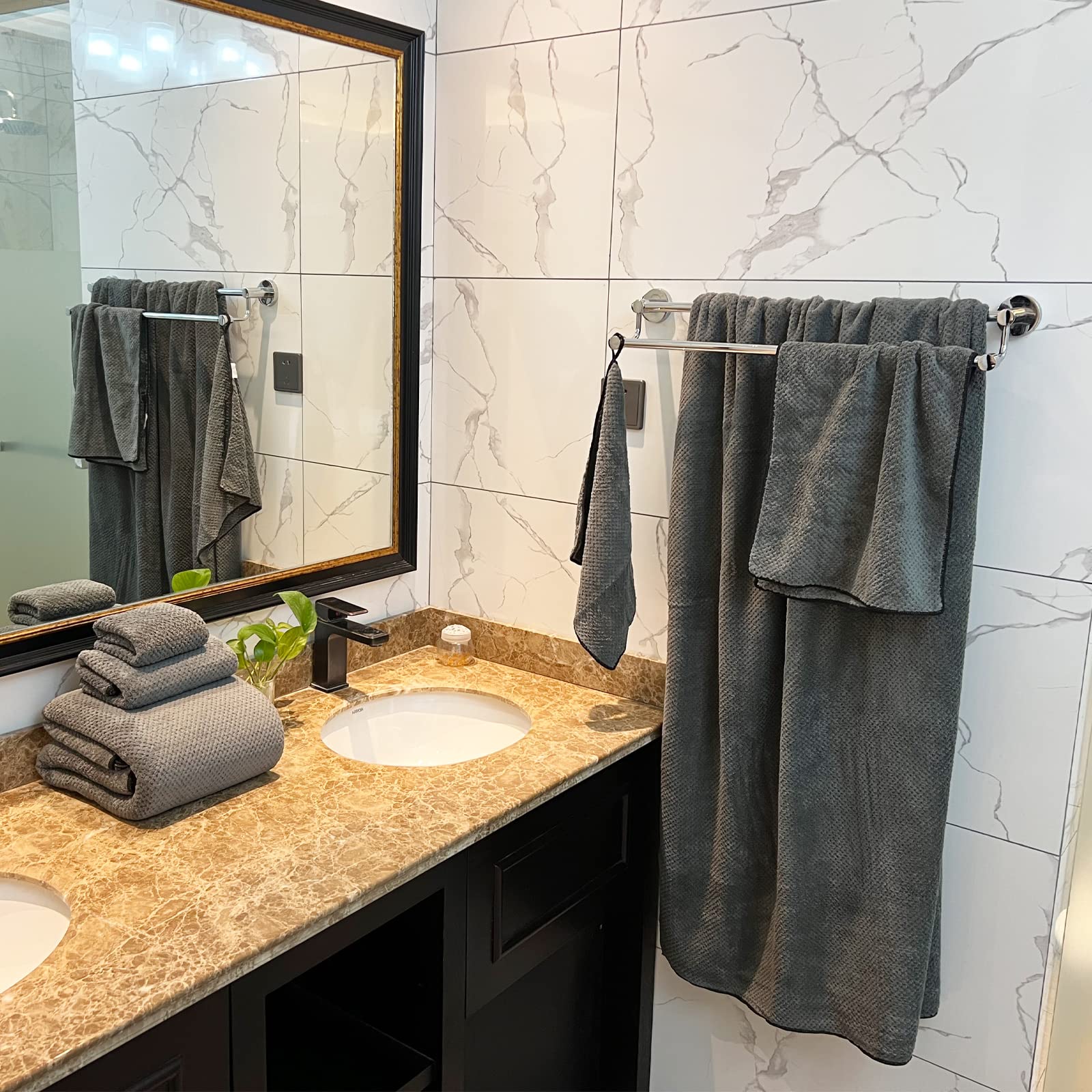 YTYC Towels,39x78 Inch Oversized Bath Sheets Towels for Adults Luxury Bath Towels Extra Large Sets for Bathroom Super Soft Highly Absorbent Microfiber Towels 80% Polyester (Charcoal Grey,6 Piece)