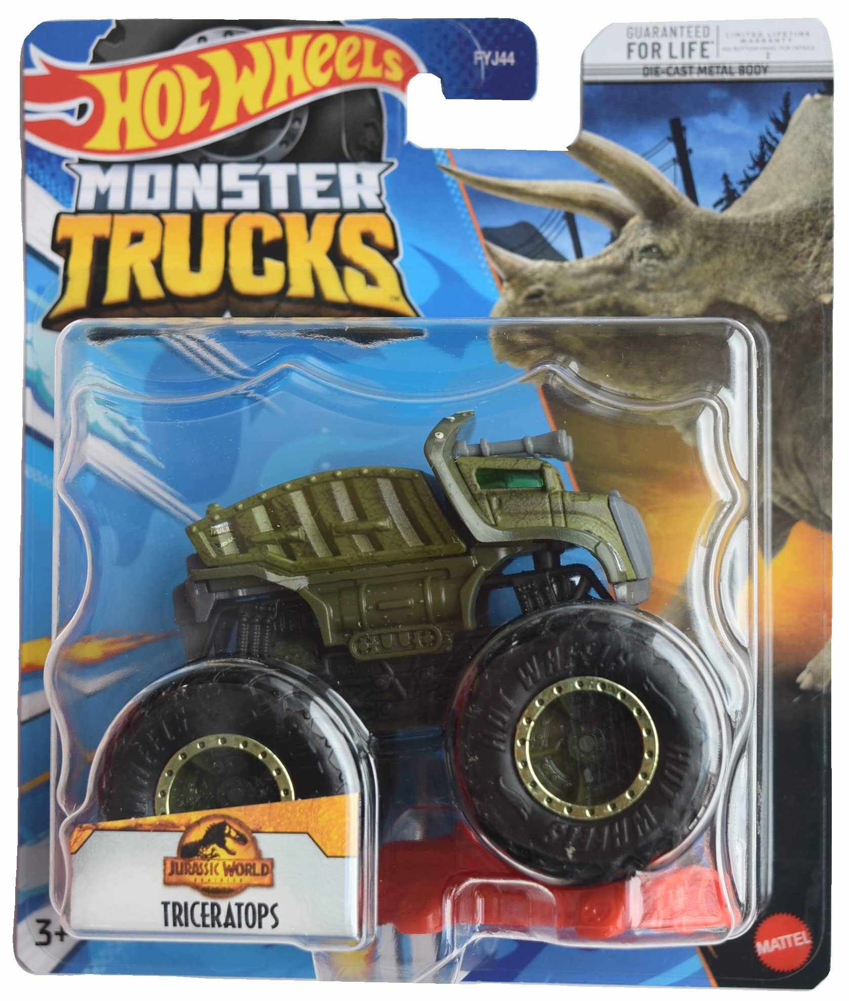 Hot Wheels Monster Trucks Triceratops, Includes Connect and Crash Car