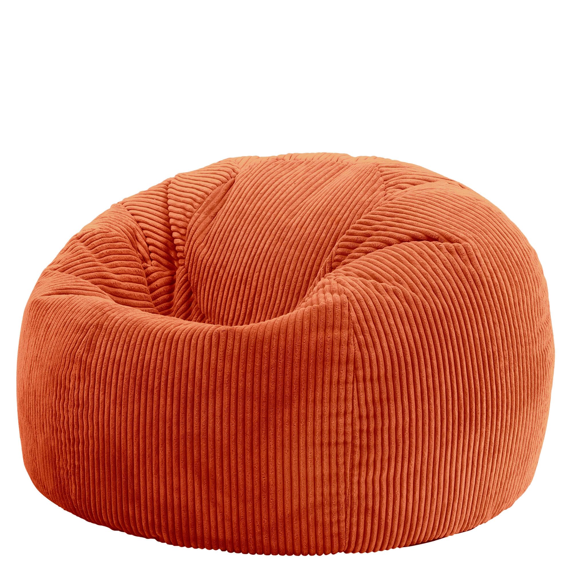 icon Kingston Cord Bean Bag, Orange, Large Adult Bean Bag Chair with Filling Included, Comfy Chair, Pouffe Footstool, Living Room Furniture, Bedroom Furniture