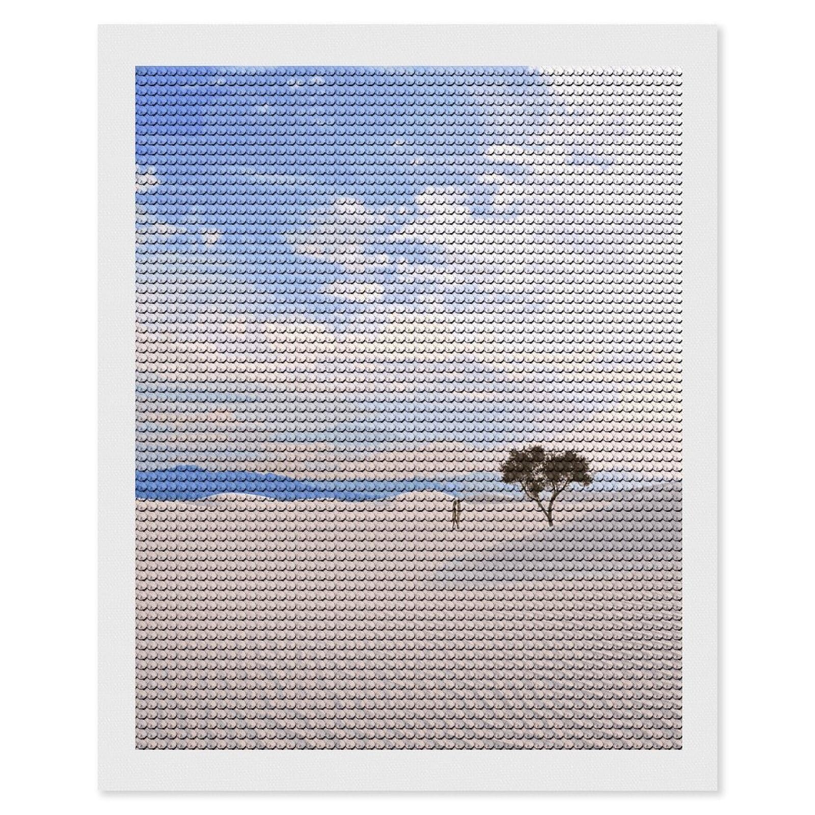 LDGSUPH Romantic White Sand Landscape Diamond Painting Kits for Adults Paint with Diamond Pictures Art DIY Full Drill Diamond Dots Painting Personalized Diamond Photo for Home Wall Decor Gift 16"x20"