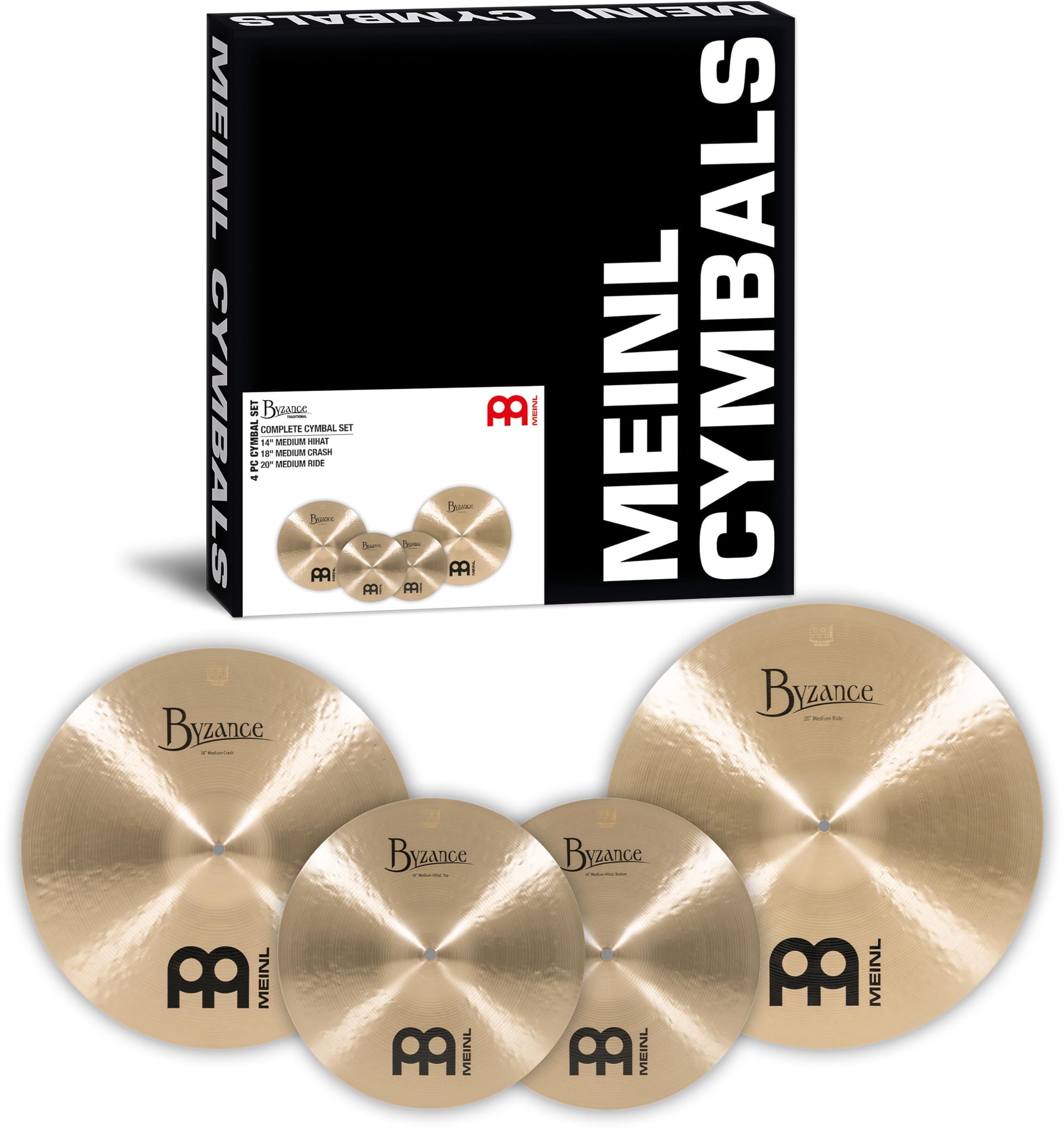 Meinl Cymbals Byzance Traditional Complete Set — Made in Turkey — Hand Hammered B20 Bronze (BT-CS1)