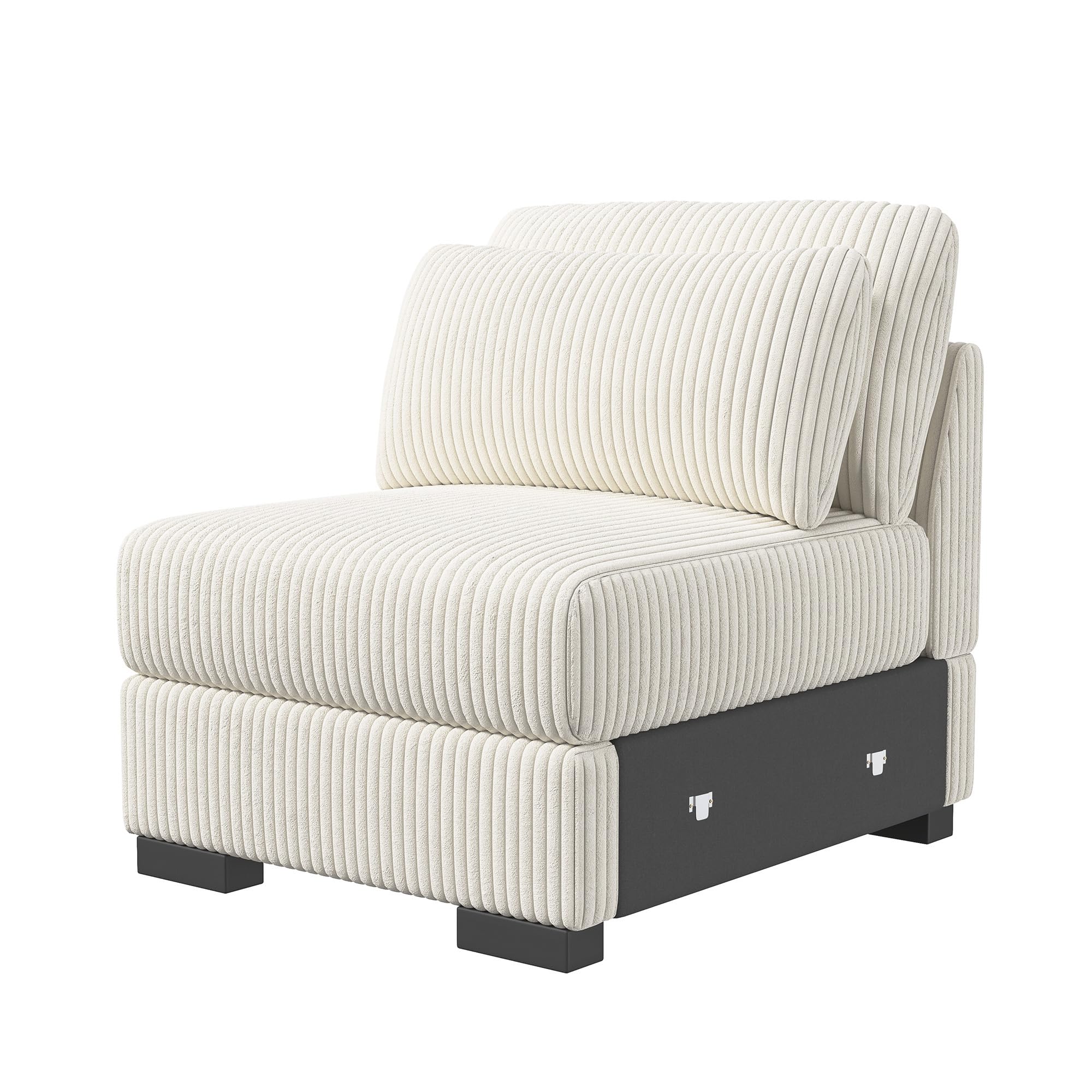 sztruksowa sofa 1-osobowa, modułowa sofa z oparciem, tapicerowana sofa relaksacyjna, do salonu, mieszkania, biura (beżowa, pojedyncza sofa)