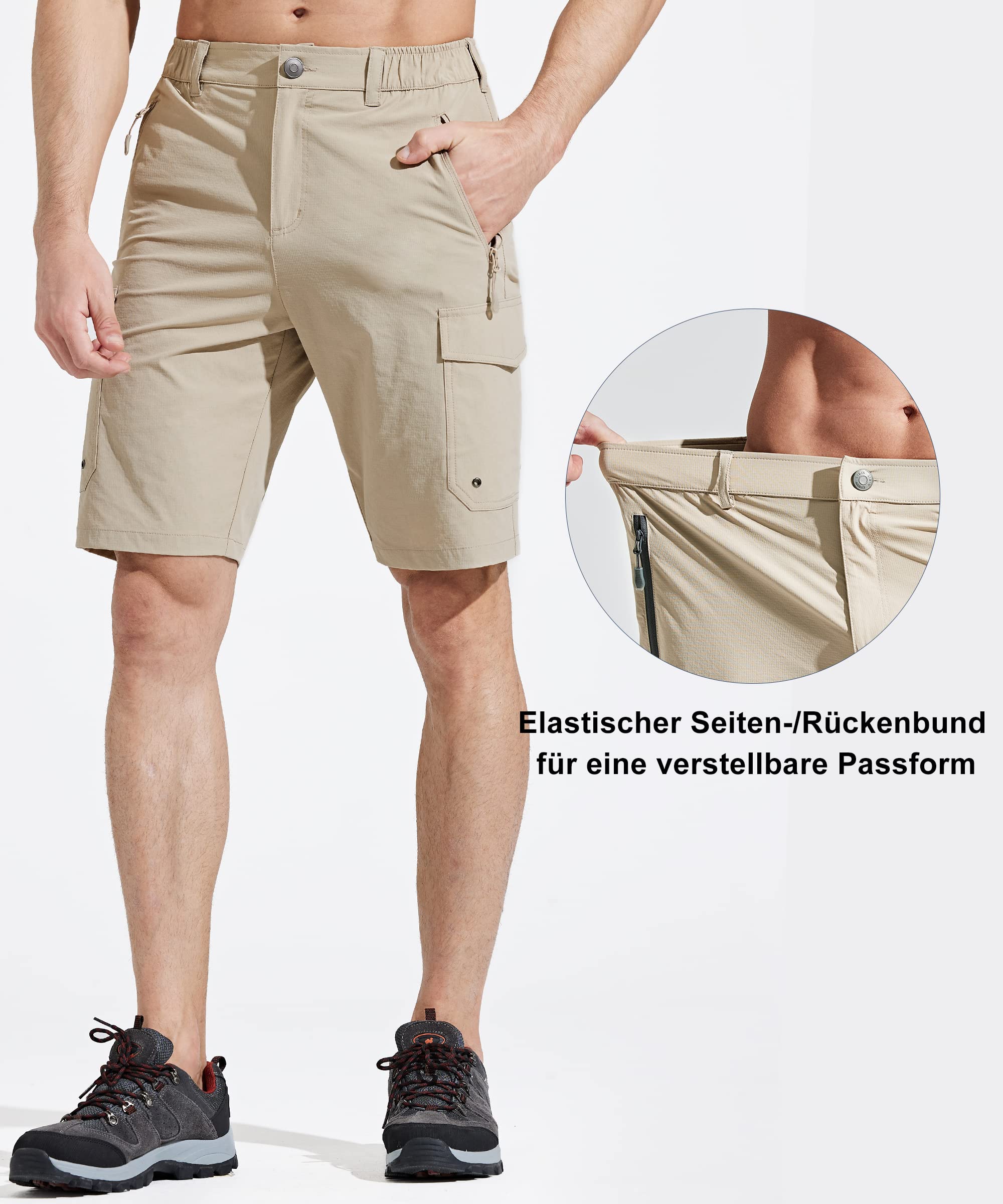 Comallan Pantaloni Corti Uomo Cargo Shorts Asciugatura Rapida da Trekking Montagna Bermuda con Cerniera Tasche