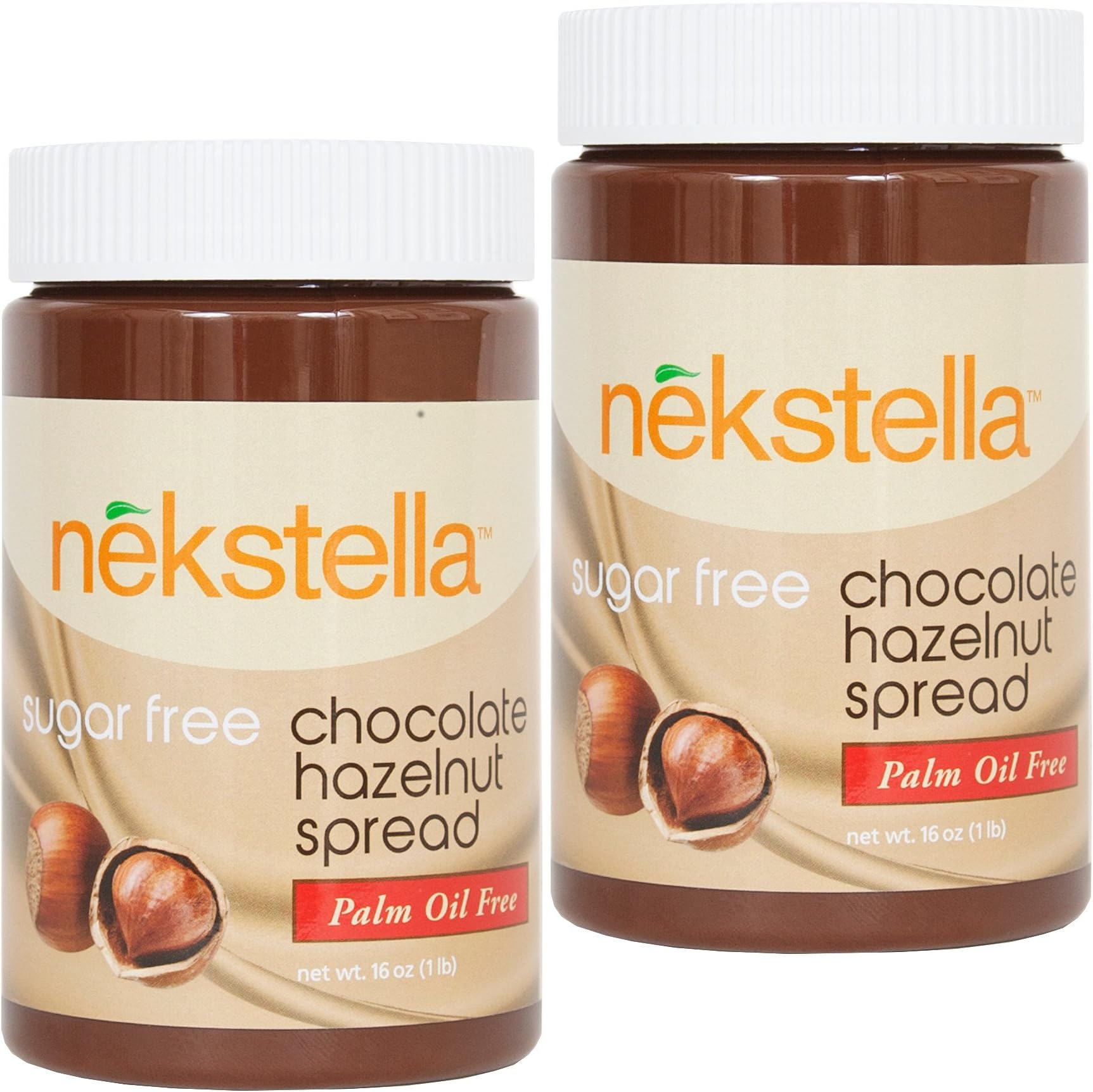 nekstella 16 oz jar Sugar Free Low Carb Chocolate Hazelnut Spread - (2 pack)