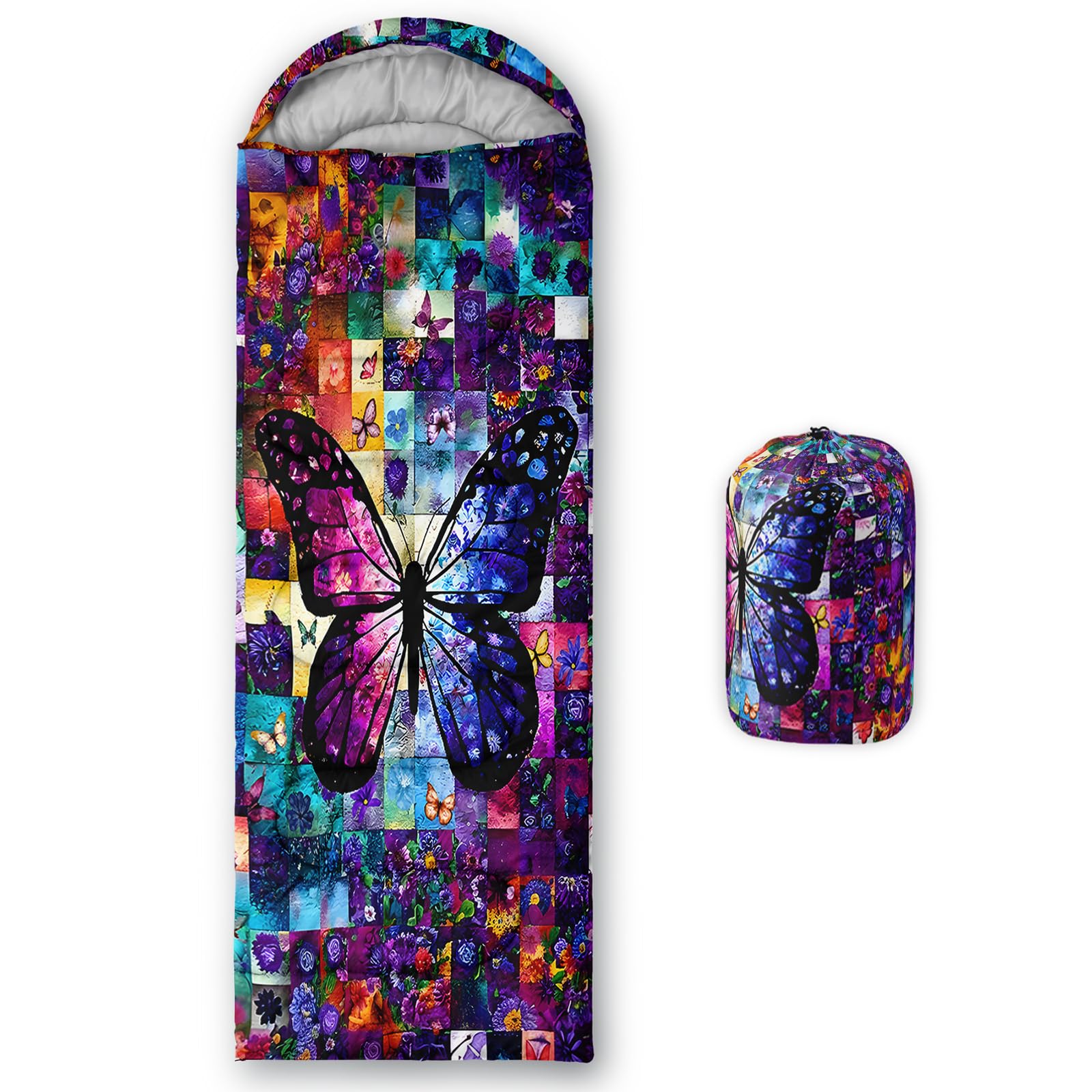 QOOMO Ball Flower Camping Sleeping Bags,3 Season Warm &amp; Cool Weather,Lightweight,Waterproof Sleeping Bags for Adults &amp; Kids,Traveling,and Outdoors,Camping Gear Equipment
