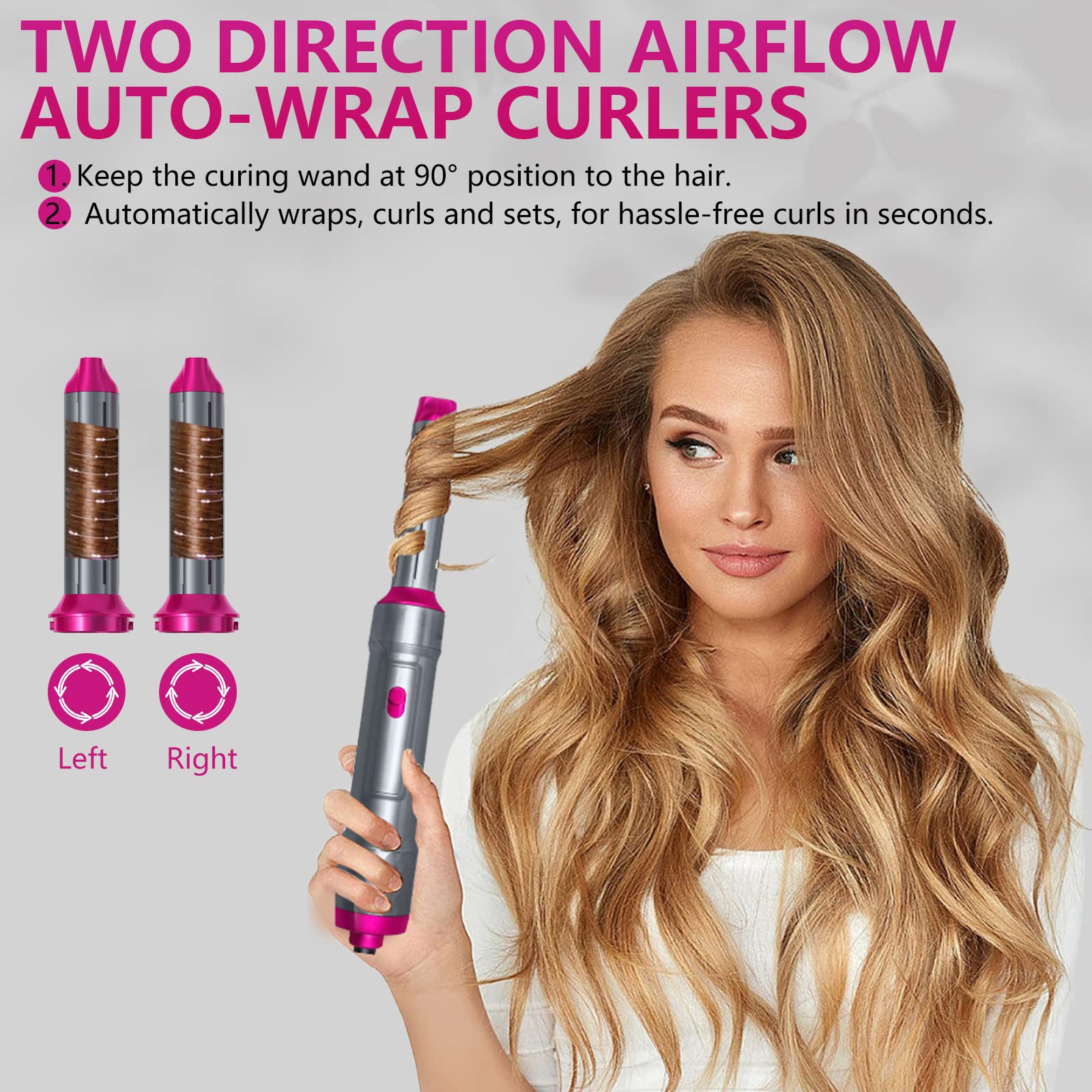 TANSHINE 5 in 1 Hairstyler Auto Airstyler Set,Haarstyler Heißluftbürste Fföhnbürste Warmluftbürste,Hot Air Styler Thermal Blowout Dryer Brush