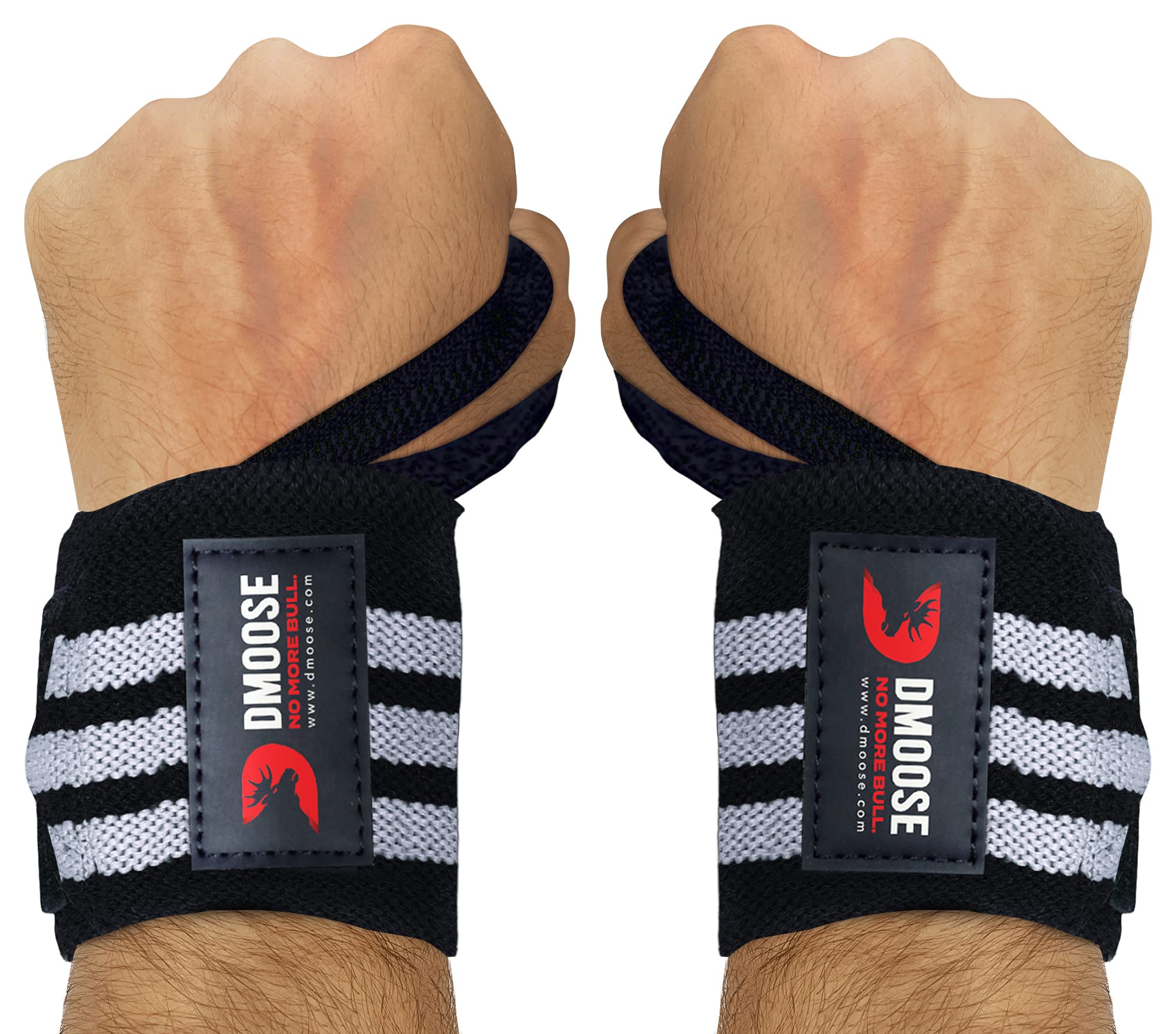 DMoose FitnessWrist Wraps for Weightlifting 18" - Heavy Duty Gym Wrap with Hand Thumb Loop for Support & Pain Relief, USPA Approved Powerlifting, Weight Lifting Wrist Straps for Men & Women Work Out