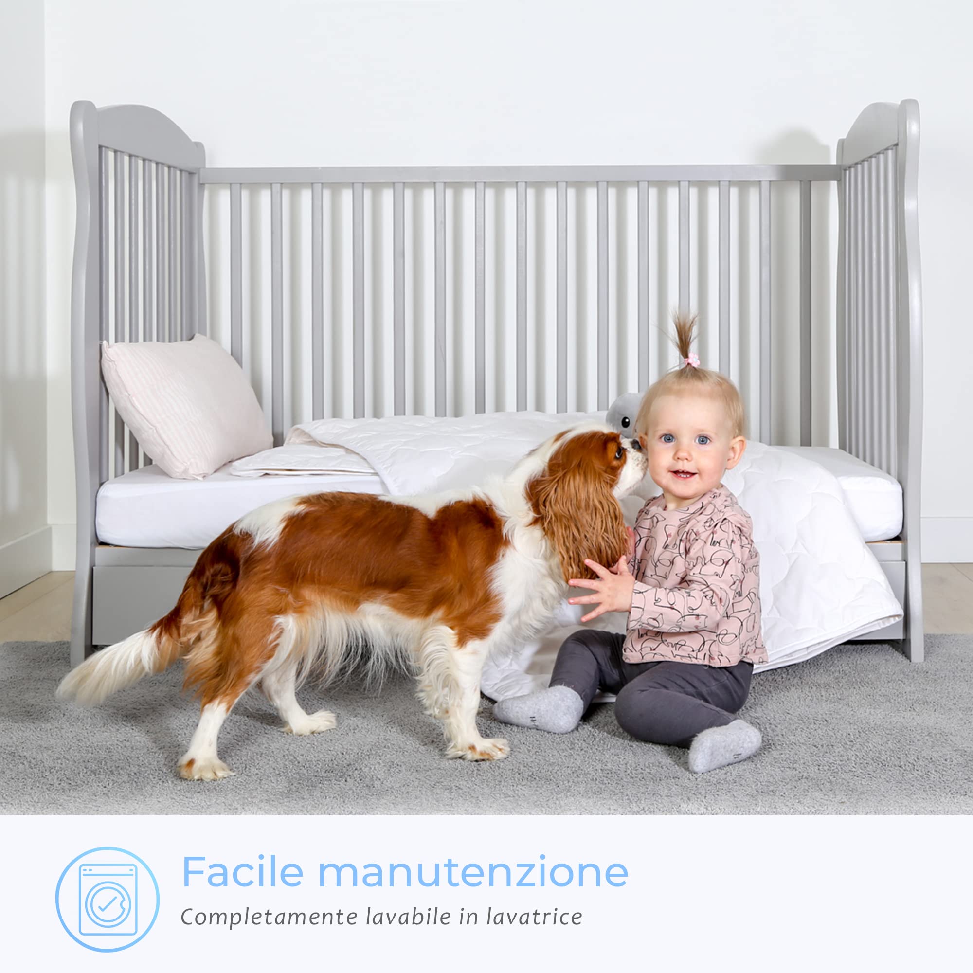 Piumone per Bambini 90 x 120 cm in Lana Naturale 100% 4 TOG Anallergico per Lettino e Trapunta per Bambini traspirante Completamente anallergica Piumino Lettino Neonato
