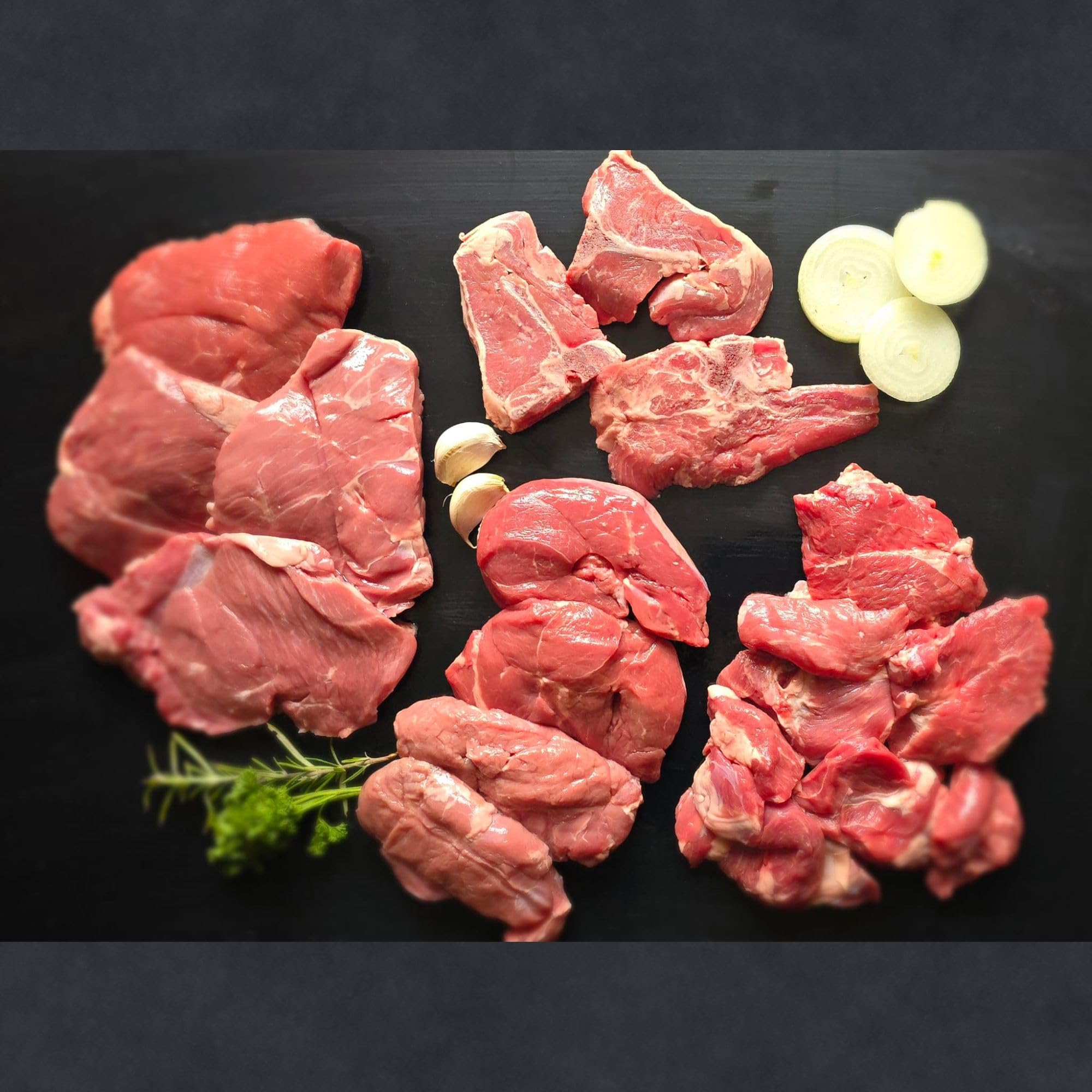 SELECTIV viandes d'exception I Colis Agneau UK : 3 côtes, 2 tranches gigot, 2 pavés, 1 sauté - 1,370kg - UK