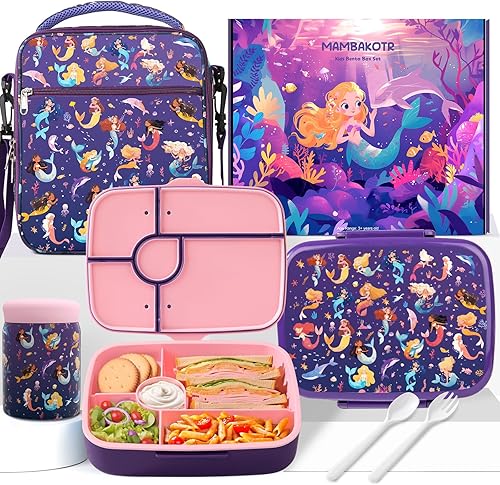 Lonchera Bento para niños con contenedor térmico a prueba de fugas con bolsa de almuerzo aislada, juego de utensilios de regreso a la escuela,