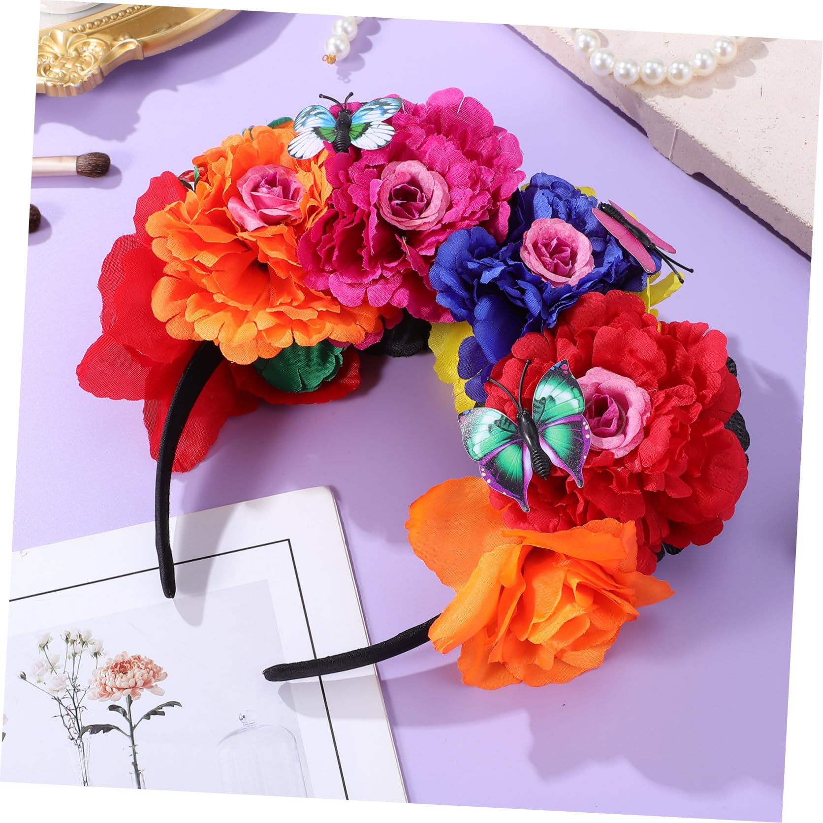 Cerchietto Floreale da Donna per Feste e Servizi Fotografici in Plastico | Stile Elegante e Delicato, Forma Ben Mantenuta, Facile da Indossare, Adatto a Occasioni Speciali