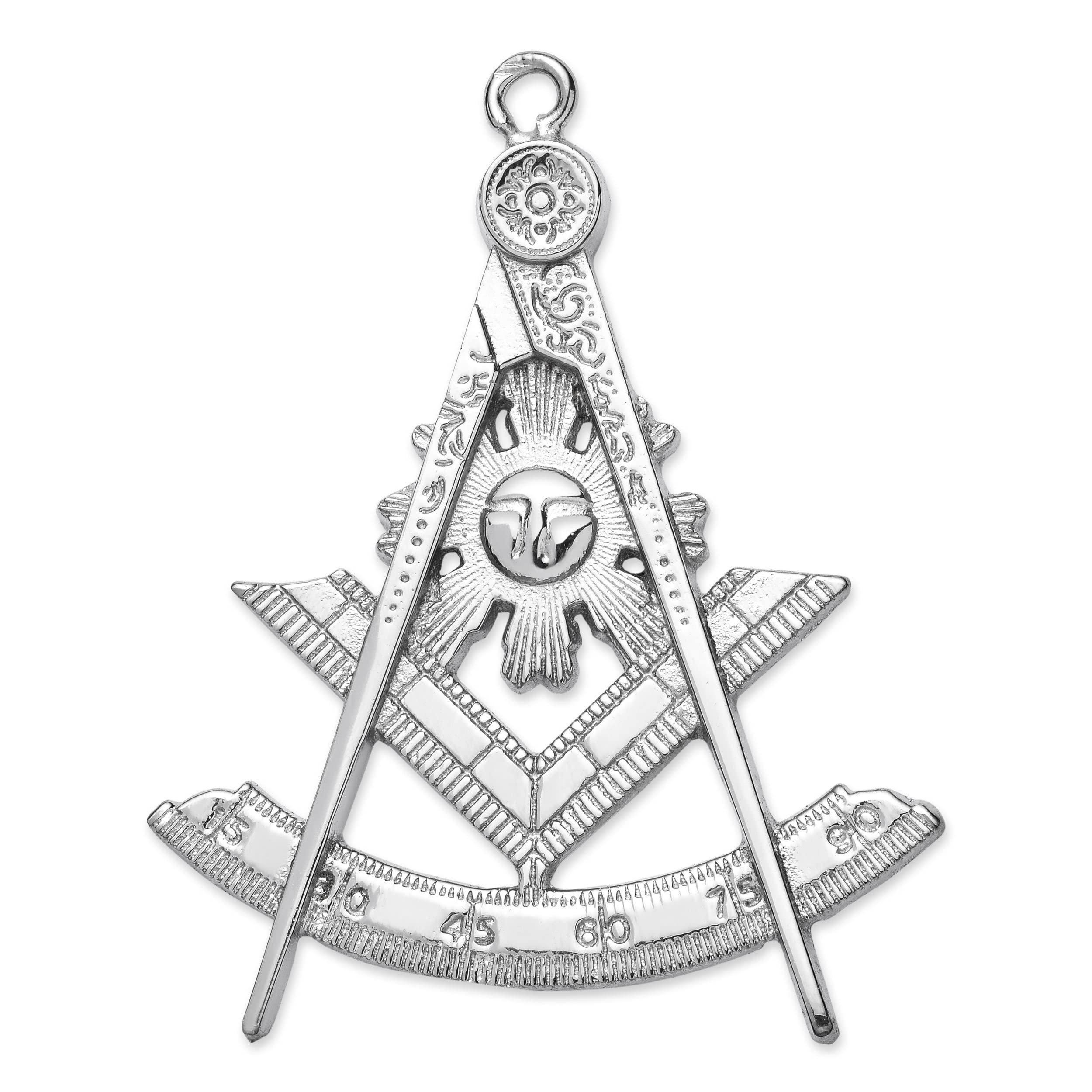 BRICKS MASONS Past Master Blue Lodge California Regulation Collar Jewel - Silver