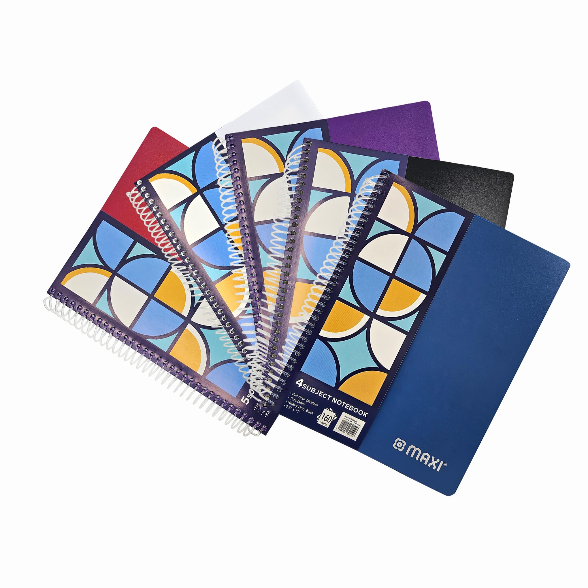 Maxi Spiral Polypropylene 4 Subject Notebook 12.5 cm X8.5 Inches160 Sheets, Assorted, 11Ppsub4