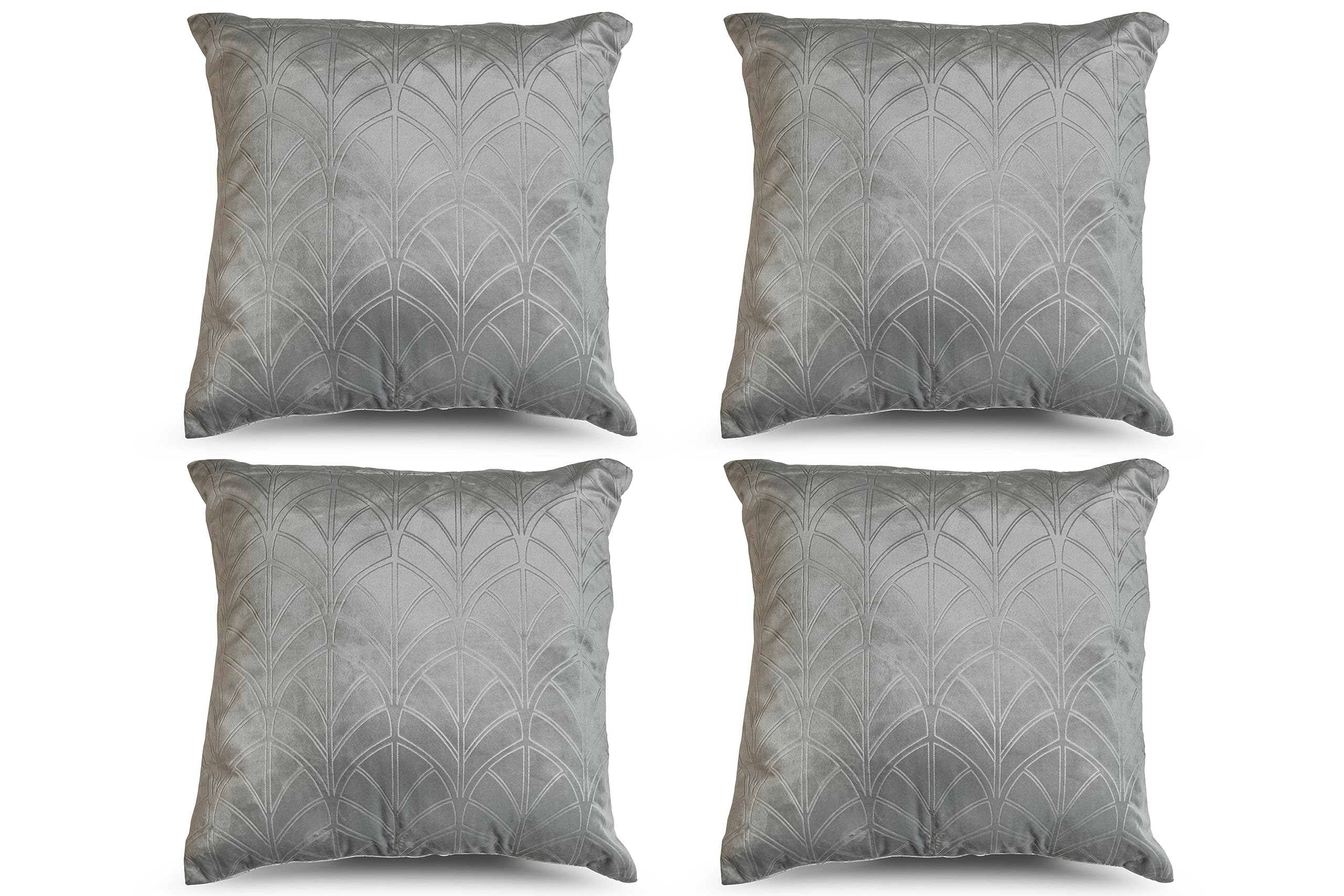 Juego de 4 Cojines 43x43cm 100% Poliéster para Sofa con Relleno Incluido Extra Suave al Tacto, Cojines Estampado Decorativo Hogar - Hoja Gris