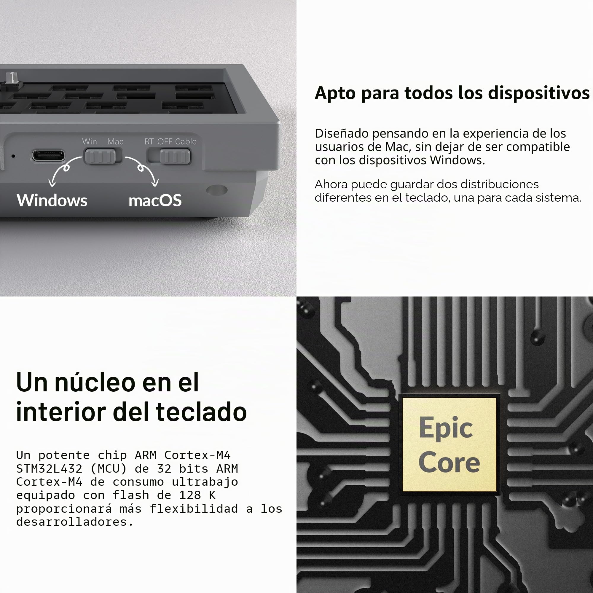 Keychron Q10 Pro Kit de Teclado Mecánico Alice 75% ISO, Cuerpo de Aluminio CNC, Programable QMK, RGB, Bluetooth 5.1, Kit de Juegos Barebone, para Interruptores de 3/5 Pines, Mac y Windows - Gris