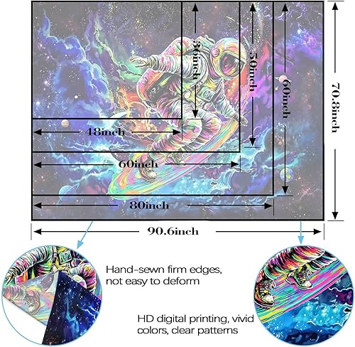 Miniatura 6 de kampdream Tapiz espacial de astronauta con luz negra, monopatín reactivo a los rayos UV, universo y planeta, tapices que brillan en la oscuridad