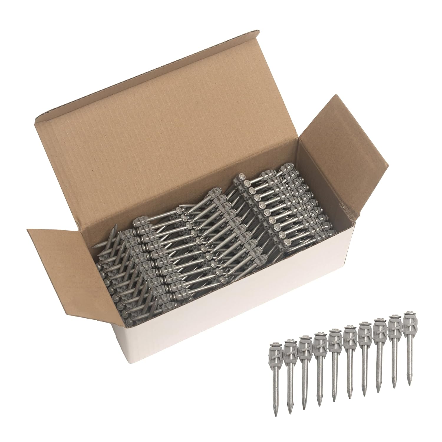 1000x Collated Concrete Nails 1 Inch (25mm) for Hilti BX 4 (BX4) Cordless Concrete Nailer, B4 MX Collated Strip, Full Round Head Hardened Steel Pins for Metal Track, Drywall & Concrete