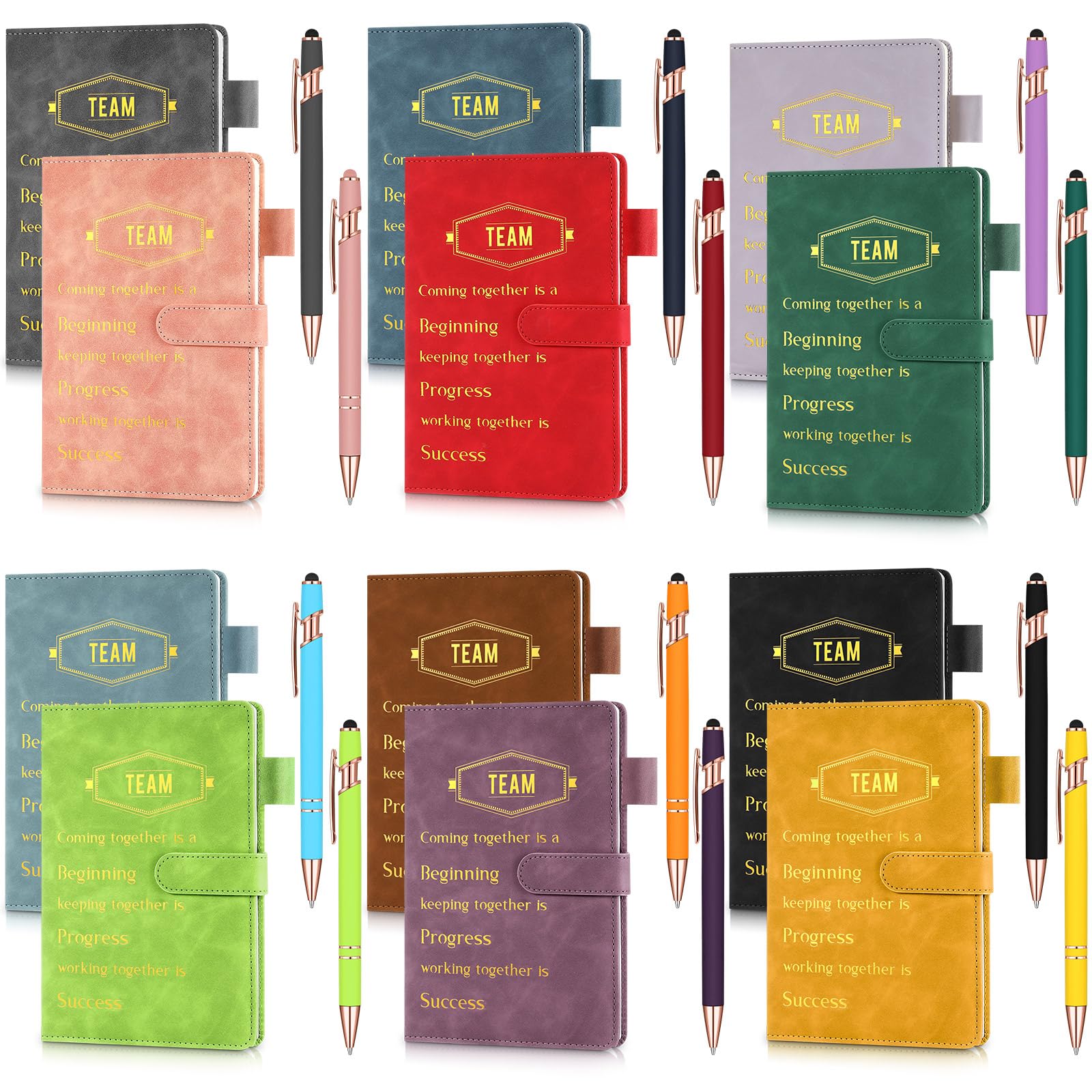 Glenmal 12 Sets Team Appreciation Gifts Bulk for Employee, A5 Leather Notebook with Pen, Holiday Party Favors Thank You Journals for Teacher Coworkers