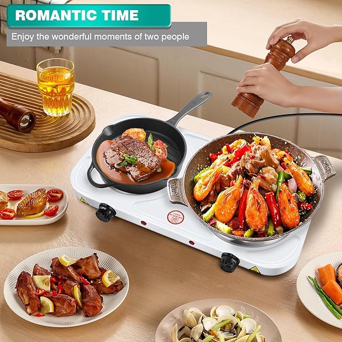 Estufa Eléctrica Portátil de 2 Puestos, 2000W, Control Dual de Temperatura miniatura 5