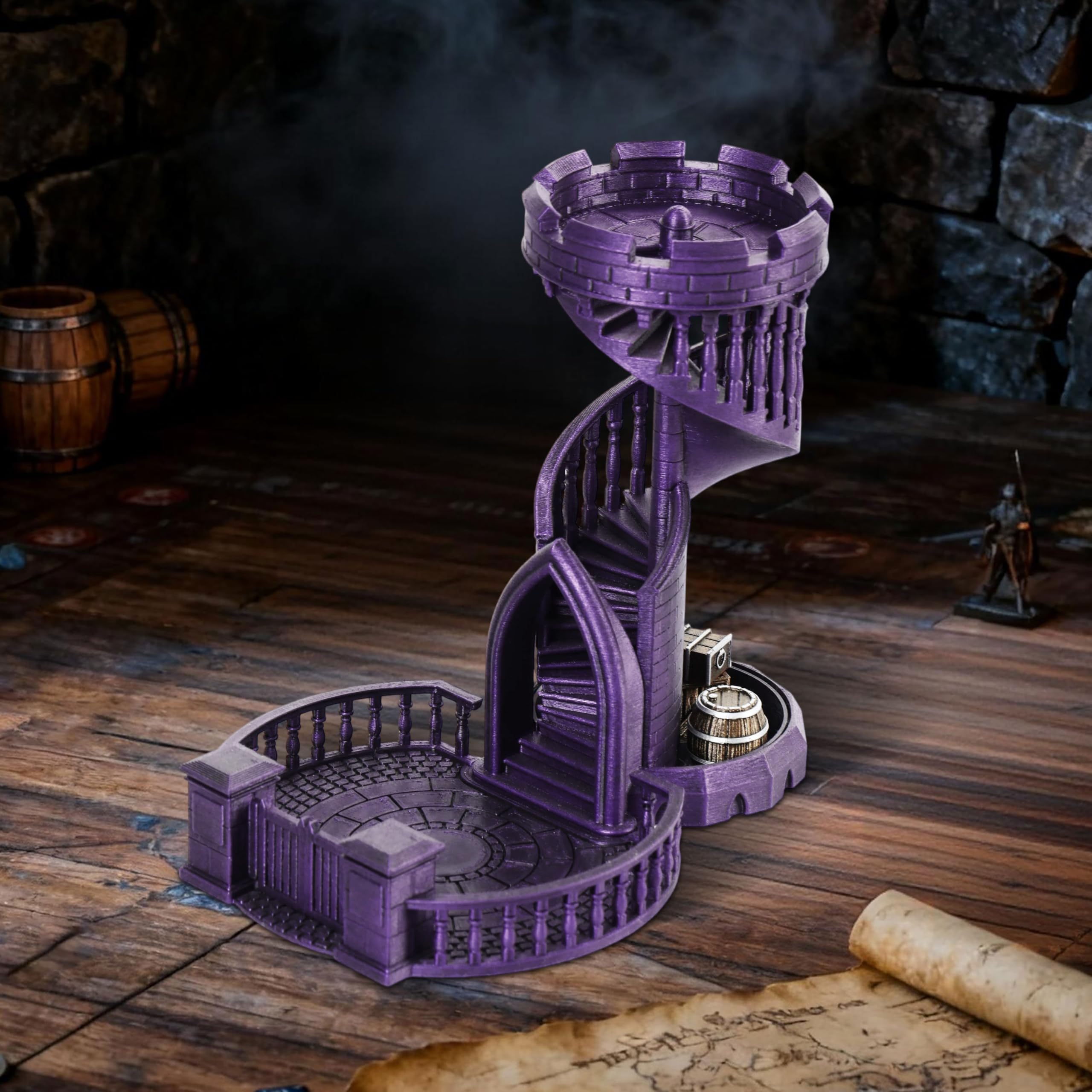 AUSPDICE Castle Dice Tower and Tray, Retro DND Dice Roller for RPG Games
