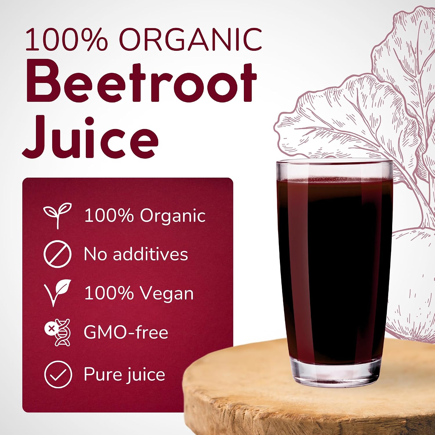 Organic Beetroot Juice Box 101.4 Fl Oz | Pure Beet Juice, Not From Concentrate | Organic, Vegan, Non-GMO | No Added Sugar, Easy-Pour Tap Packaging