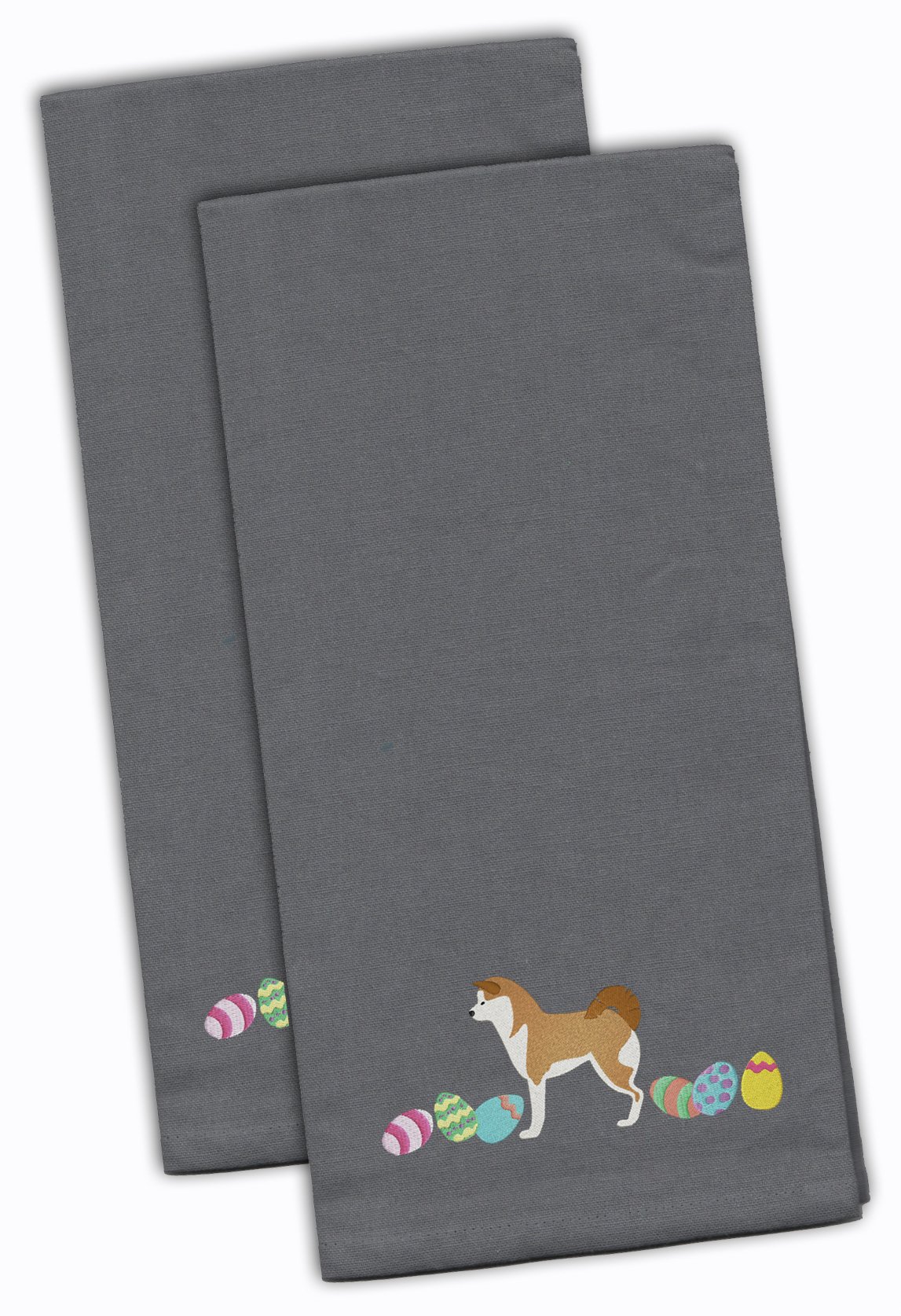 Caroline's Treasures CK1595GYTWE Akita Easter Grey Lot de 2 torchons de Cuisine brodés