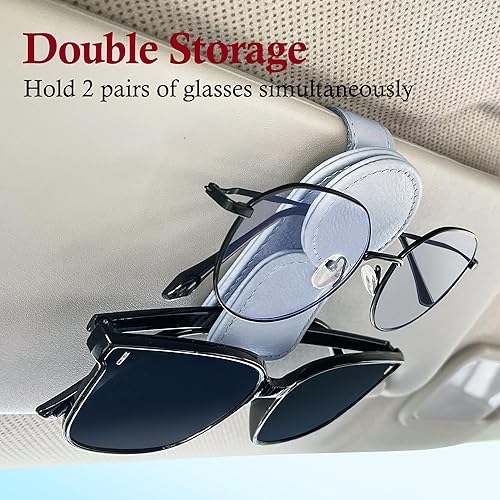 Miniatura 3 de KIWEN Soporte de lentes de sol para visera de automóvil, clip magnético de cuero para colgar lentes de sol para accesorios de visera de sol de