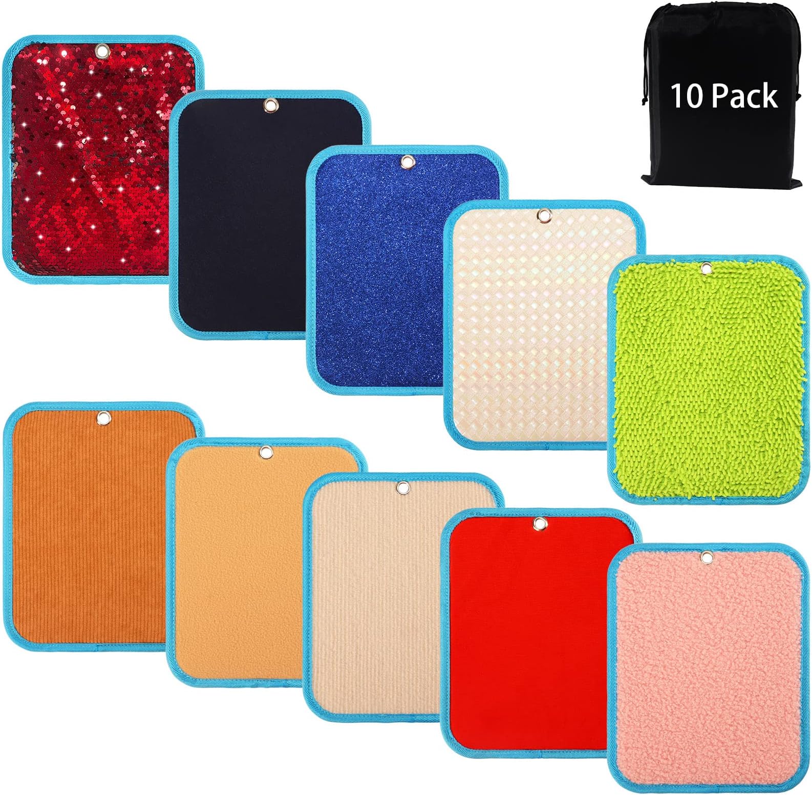 10 Set Sensory Mats Sensory Floor Tiles Educational Assorted Textured Tactile Sensory Walls for Autistic People (Rectangle)