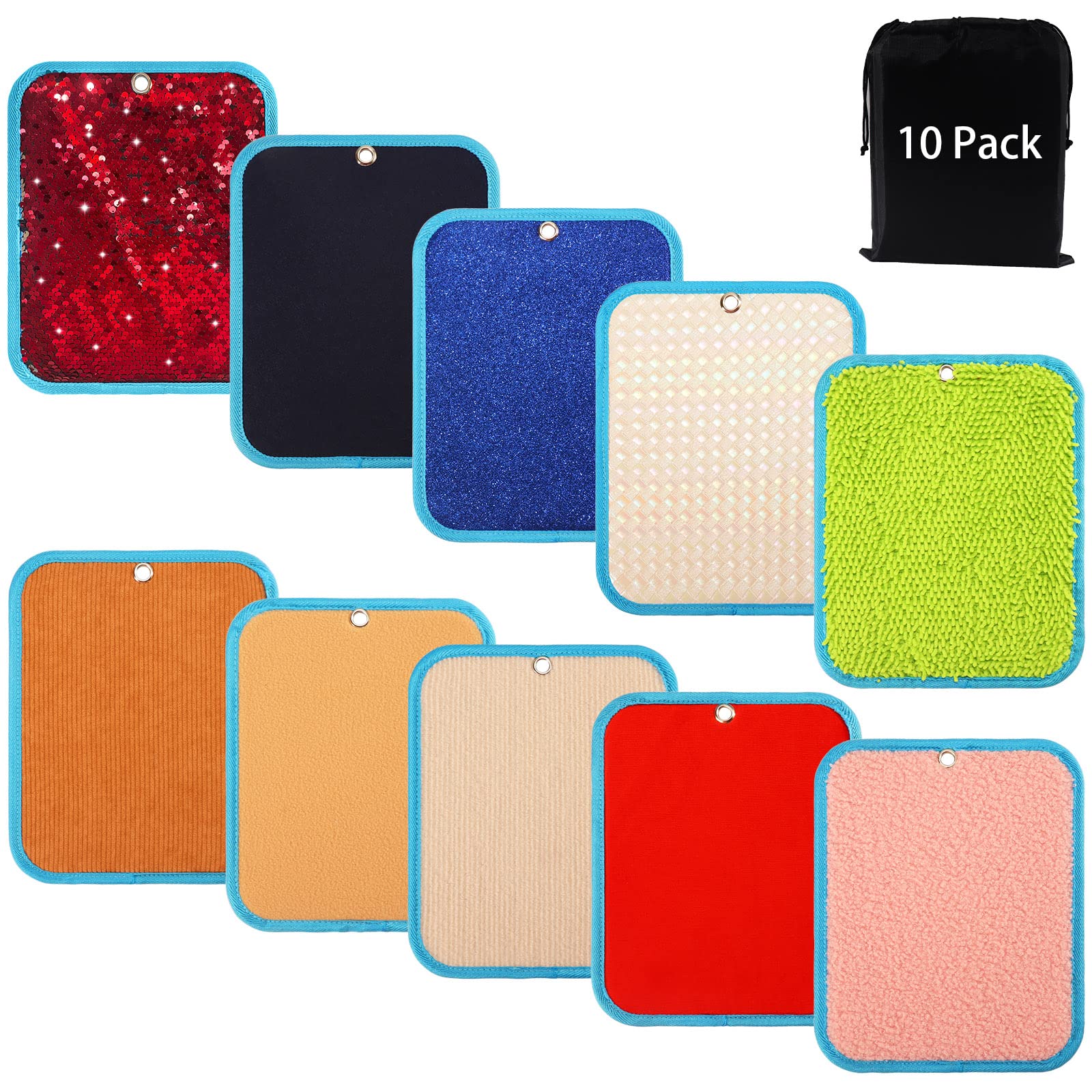 10 Set Sensory Mats Sensory Floor Tiles Educational Assorted Textured Tactile Sensory Walls for Autistic People (Rectangle)