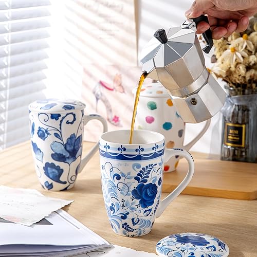 Miniatura 6 de GBHOME Taza de té con infusor y tapa, taza de té grande de cerámica de 18 onzas para hojas sueltas, apta para microondas y lavavajillas, taza para