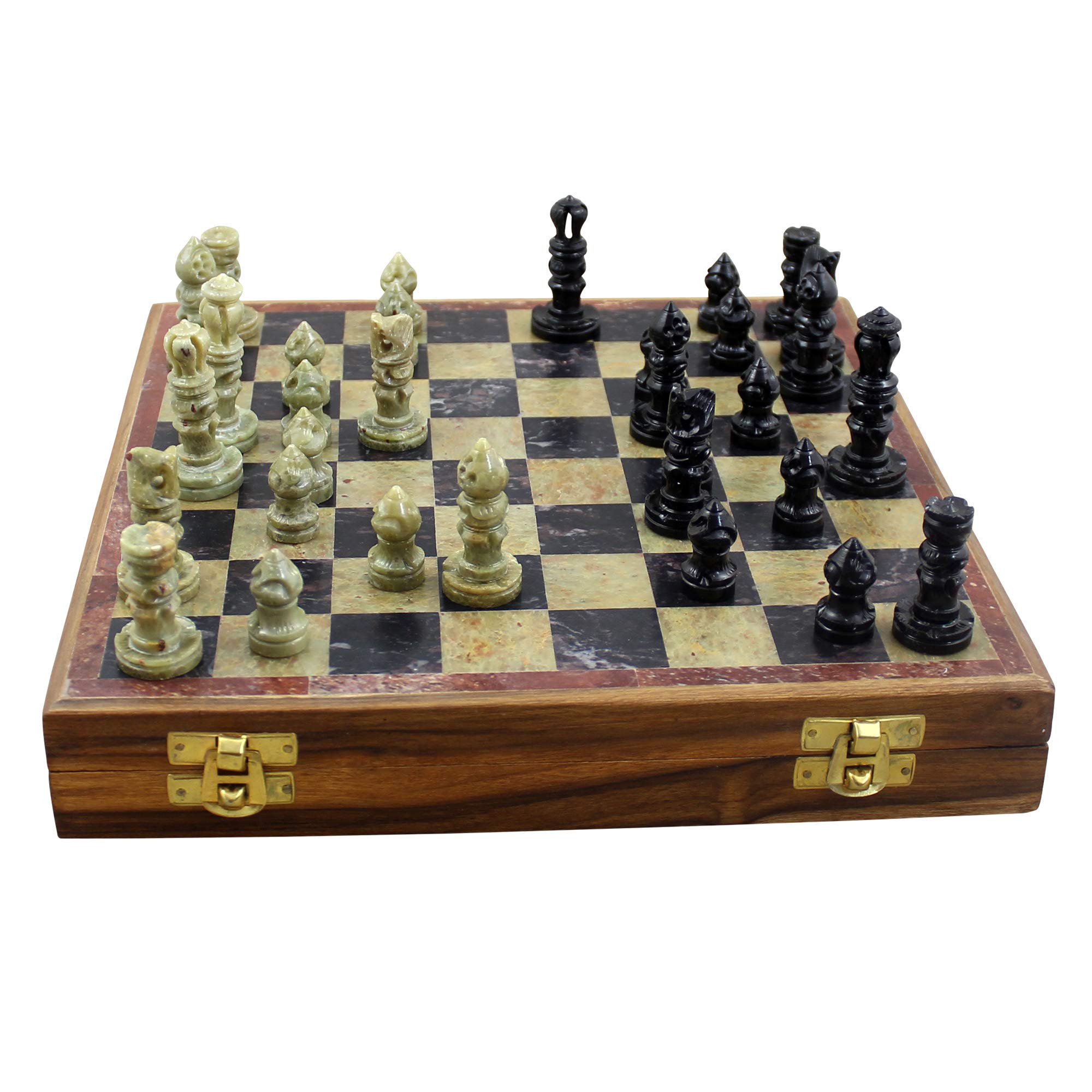 RoyaltyRoute Juegos de Mesa de Estrategia Tradicional de mármol únicos Conjuntos de Piezas de ajedrez y Caja de cartón 30 x 30 cm