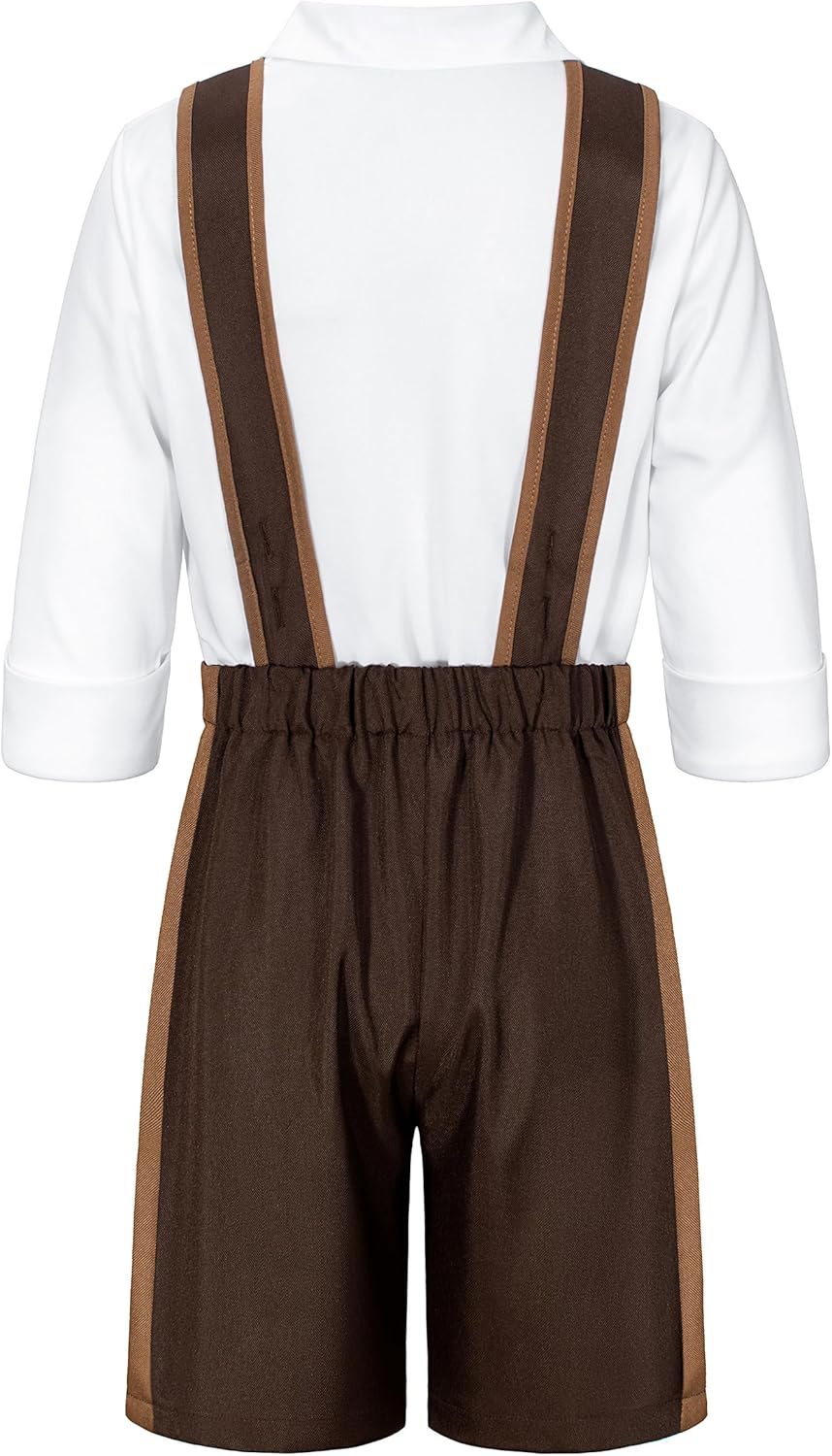 Kids Oktoberfest Costume Boys Lederhosen Beer Festival Bavarian Party Cosplay 3-13 Years
