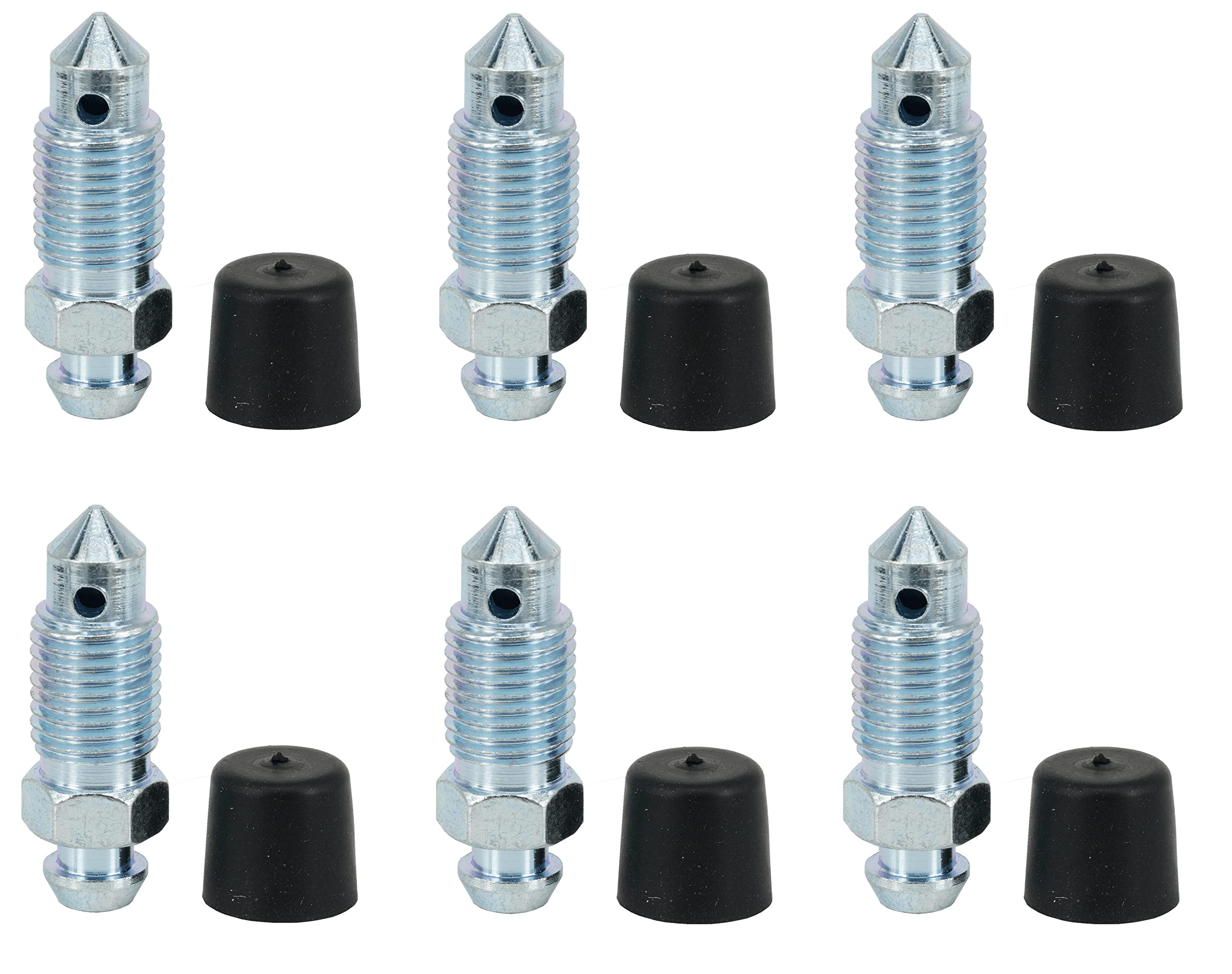 6 PCS H9402-6 Brake Bleeder Screws - Caliper Bleeder Screw with Rubber Cap, 3/8-24 x 1.18 Inch Length, Bleed Kit