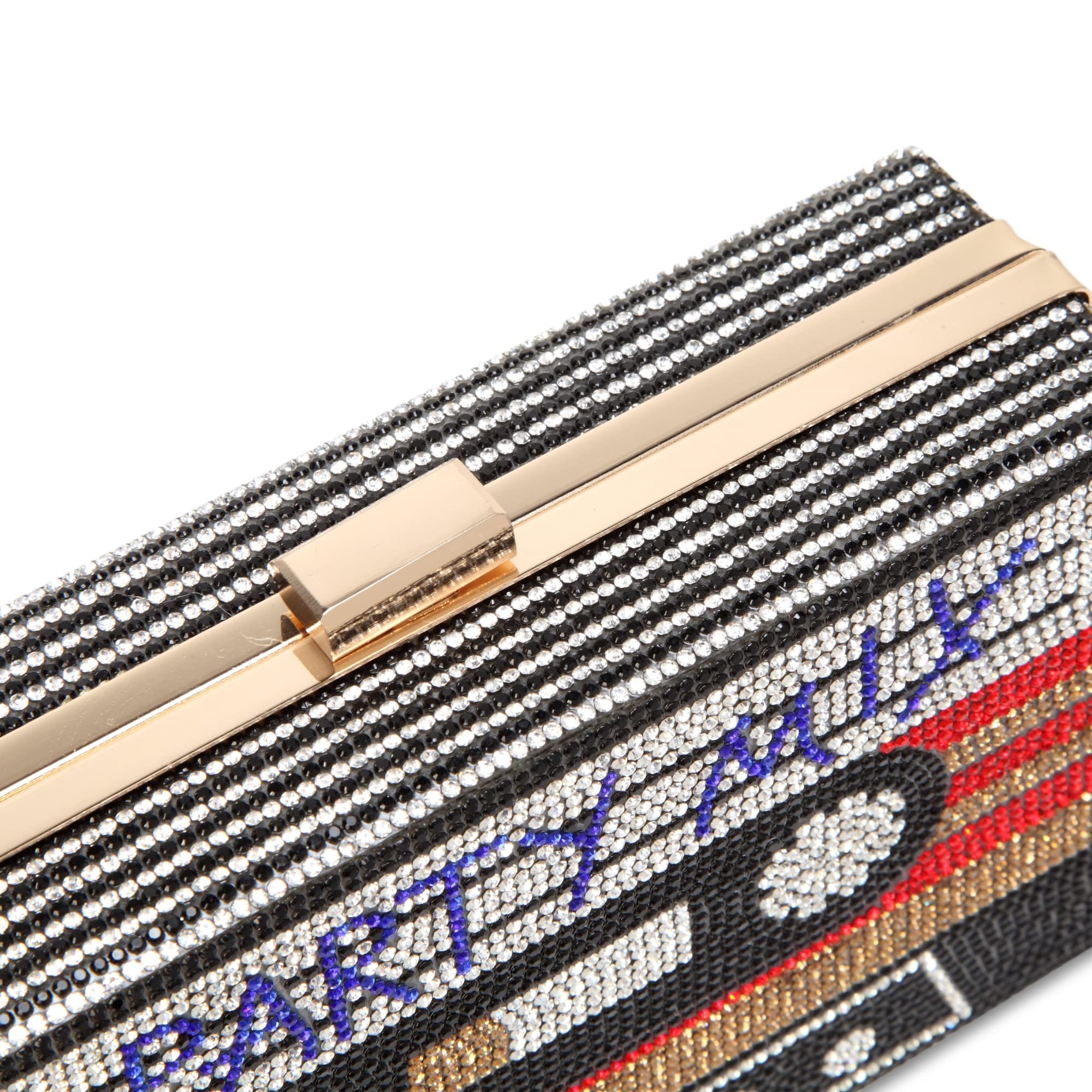 Borsa a tracolla retrò da donna, pochette da sera unica e divertente con strass