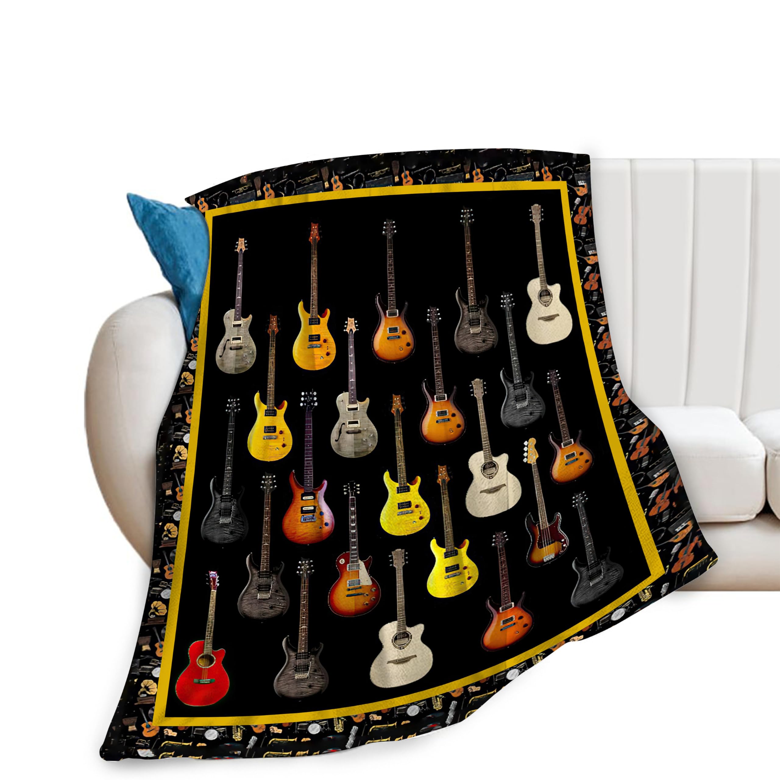 Guitar Throw Blanket - Soft, Cozy, Warm Fleece for Women & Men - Guitar Lovers Gift - 50"X40"