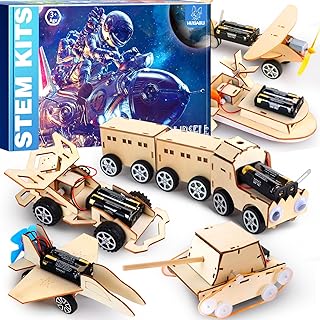 STEM Projects for Kids Ages 8-12 Wooden Model Car Kits DIY Paintable 3D Puzzles,Building Toys Science Experiment Educational Set for Boys,Assemble Toys for Age 6 7 8 9 10 11 12 and Up,6 in 1 STEM Kits