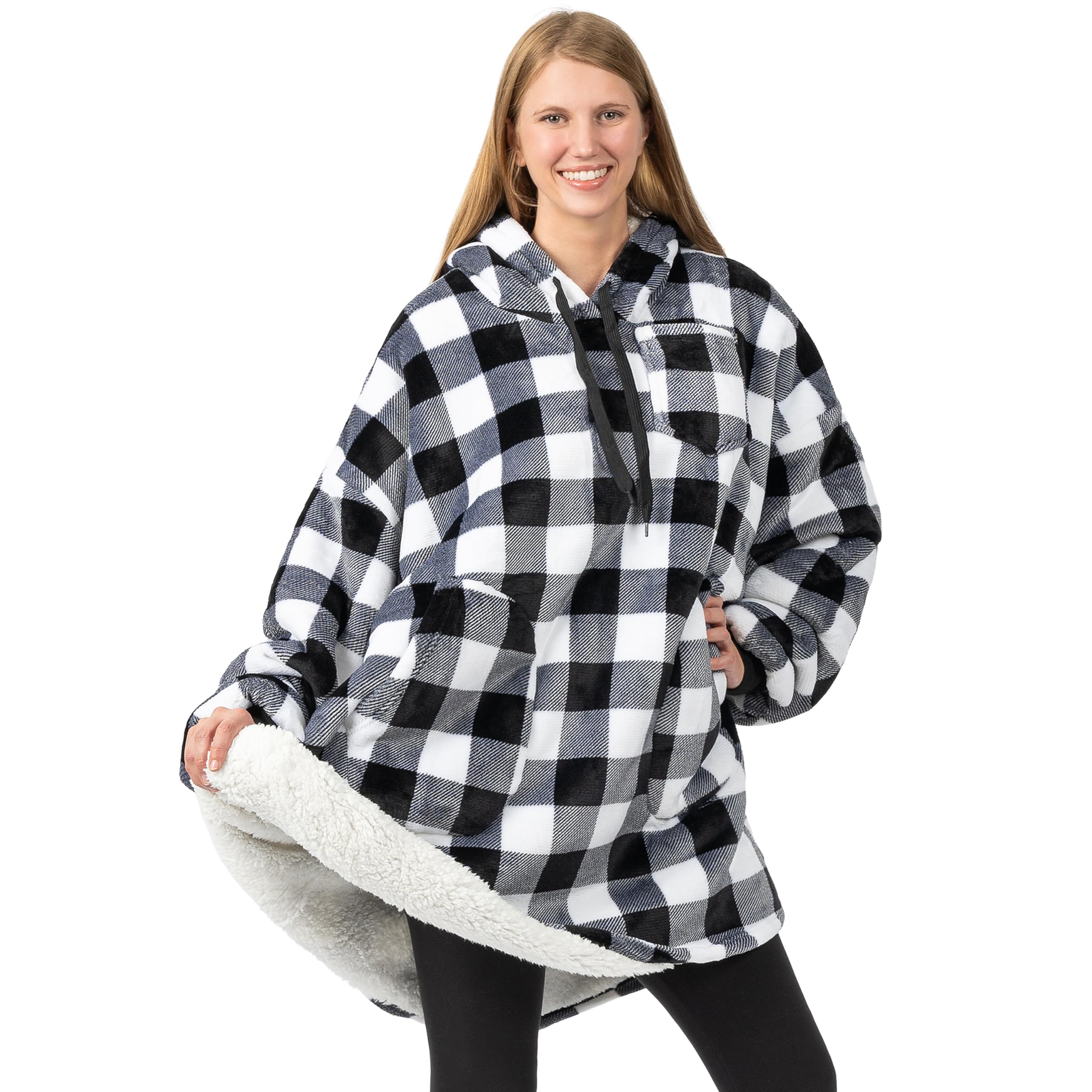 PAVILIA Blanket Hoodie for Women, Sherpa Wearable Blanket Men, Oversized Sweatshirt Blanket, Fleece Hooded Blanket Sweater