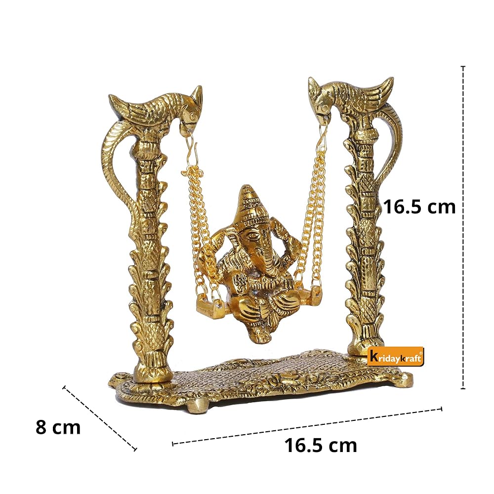 KridayKraft Ganesh ji Idol,Ganpati murti on Swing jhula for Temple