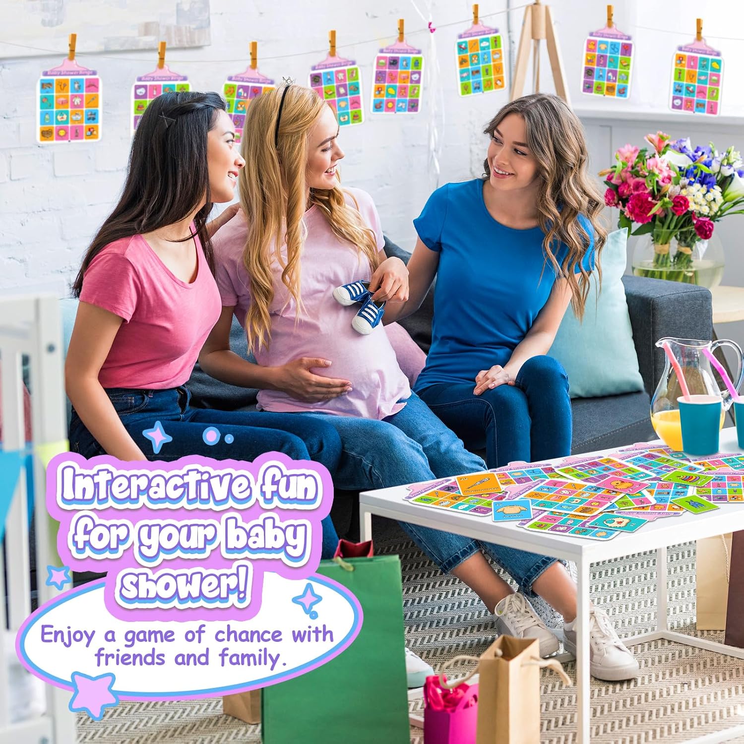baby shower games for girl or boy - 40 bingo cards, activities for adults and kids, party ideas
