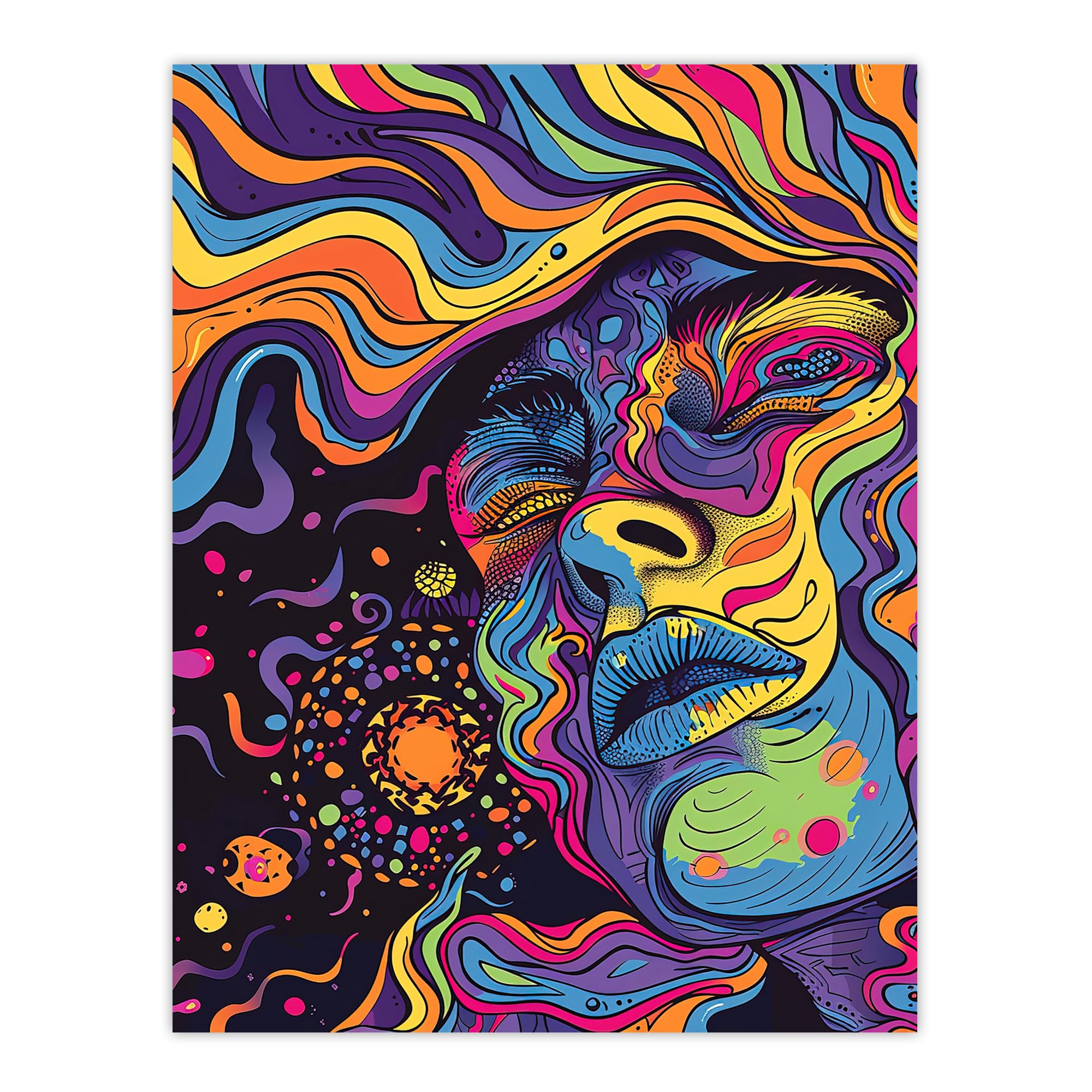 Artery8 Cosmic Trance Meditation Psychedelic Portrait Wall Art Print - W18" x H24"